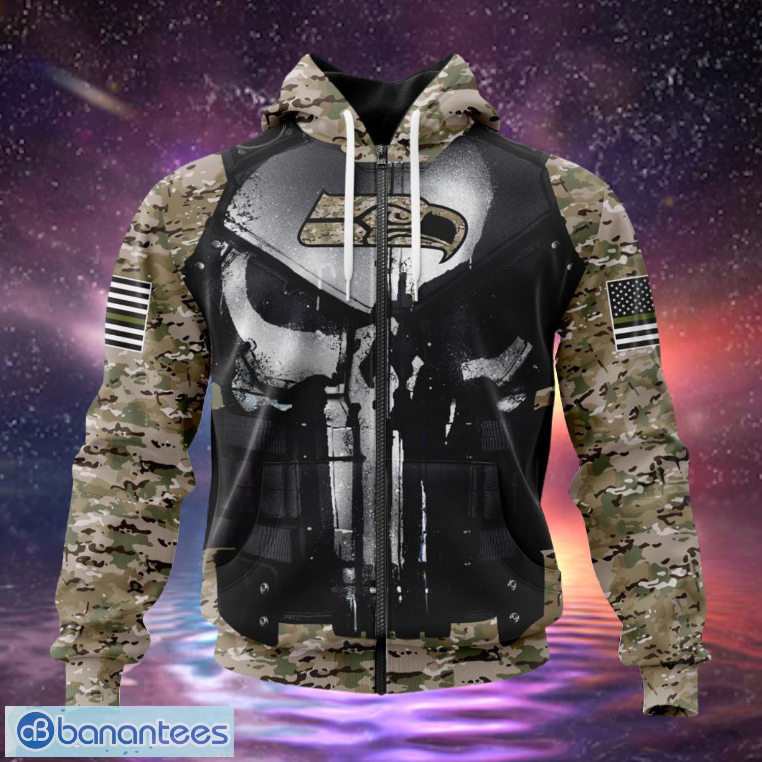 Seattle Seahawks Custom Name & Number Camo Hoodies Full Over Print Product Photo 1