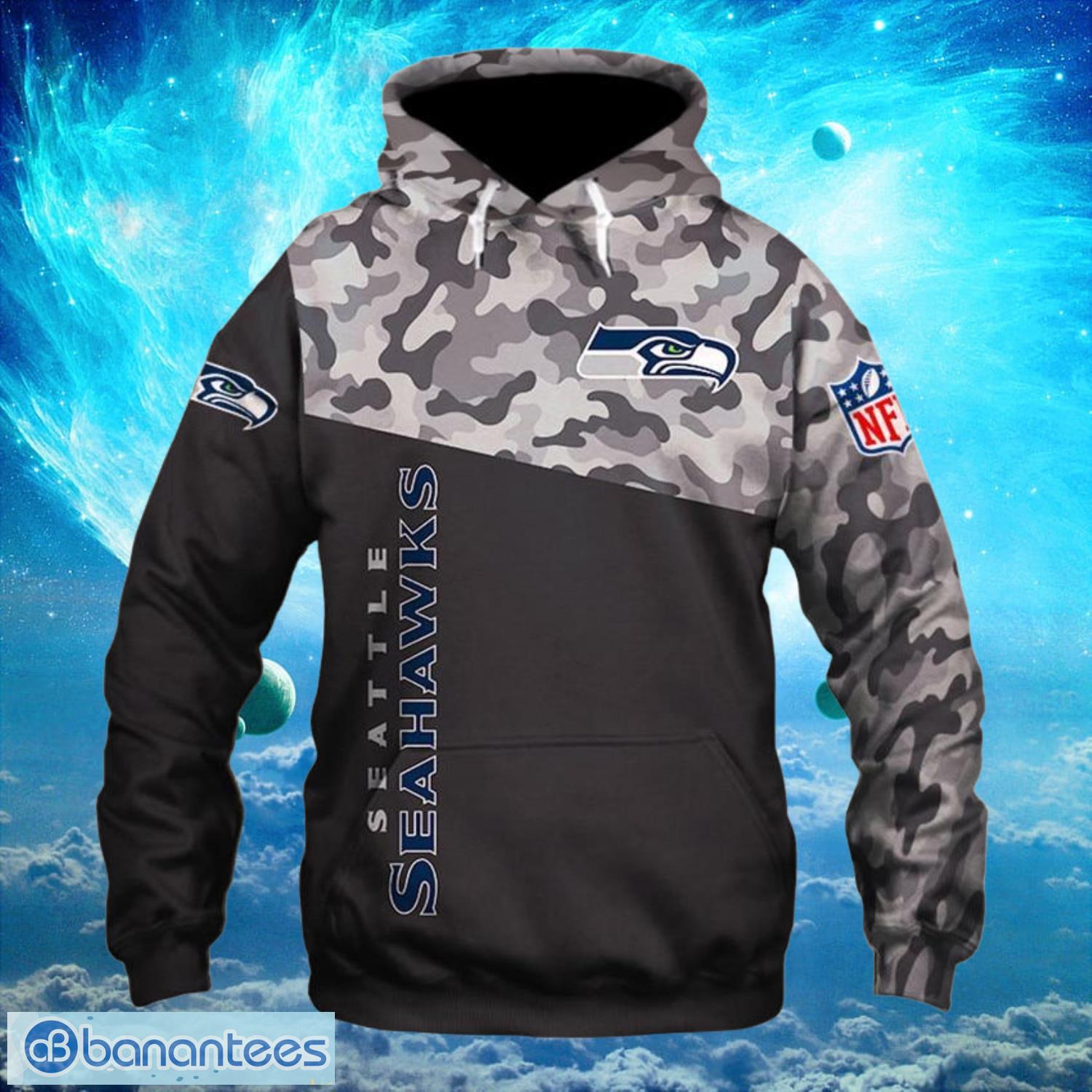 Seattle Seahawks Military Logo Dark Hoodies Full Over Print Product Photo 2