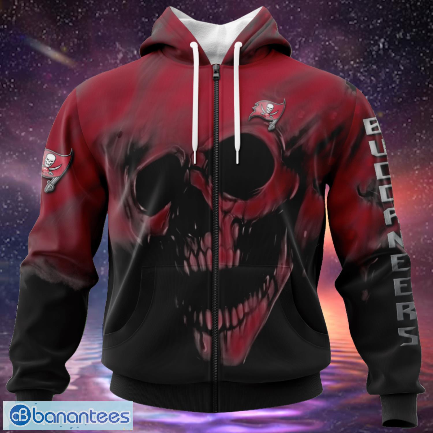 Tampa Bay Buccaneers Custom Name & Number Skull Hoodies Full Over Print Product Photo 1