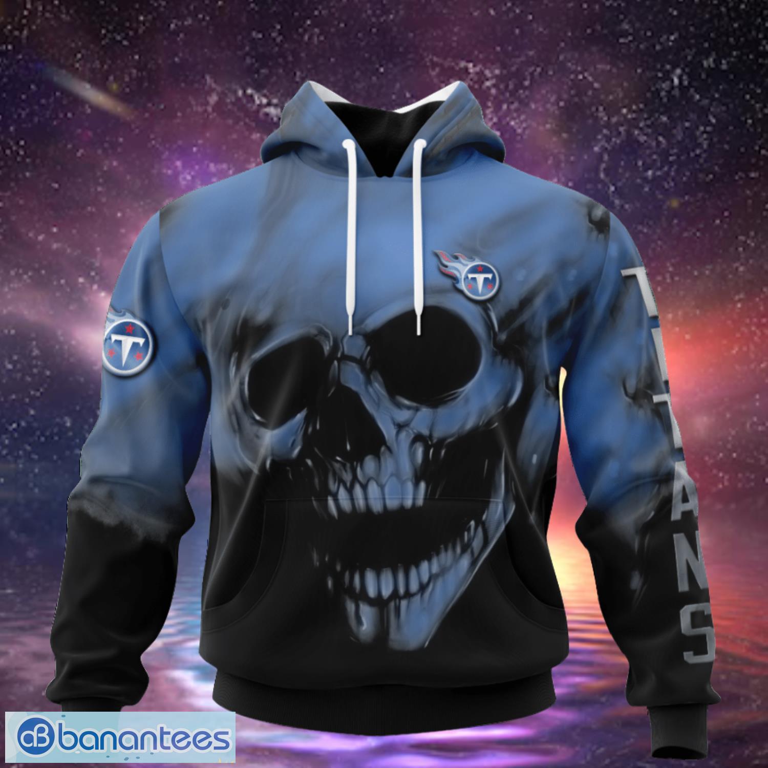 Tennessee Titans Custom Name & Number Skull Hoodies Full Over Print Product Photo 2
