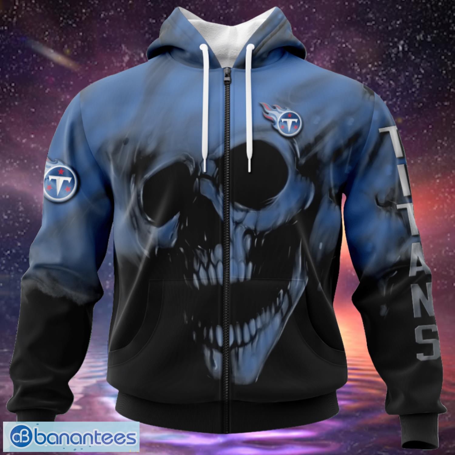 Tennessee Titans Custom Name & Number Skull Hoodies Full Over Print Product Photo 1