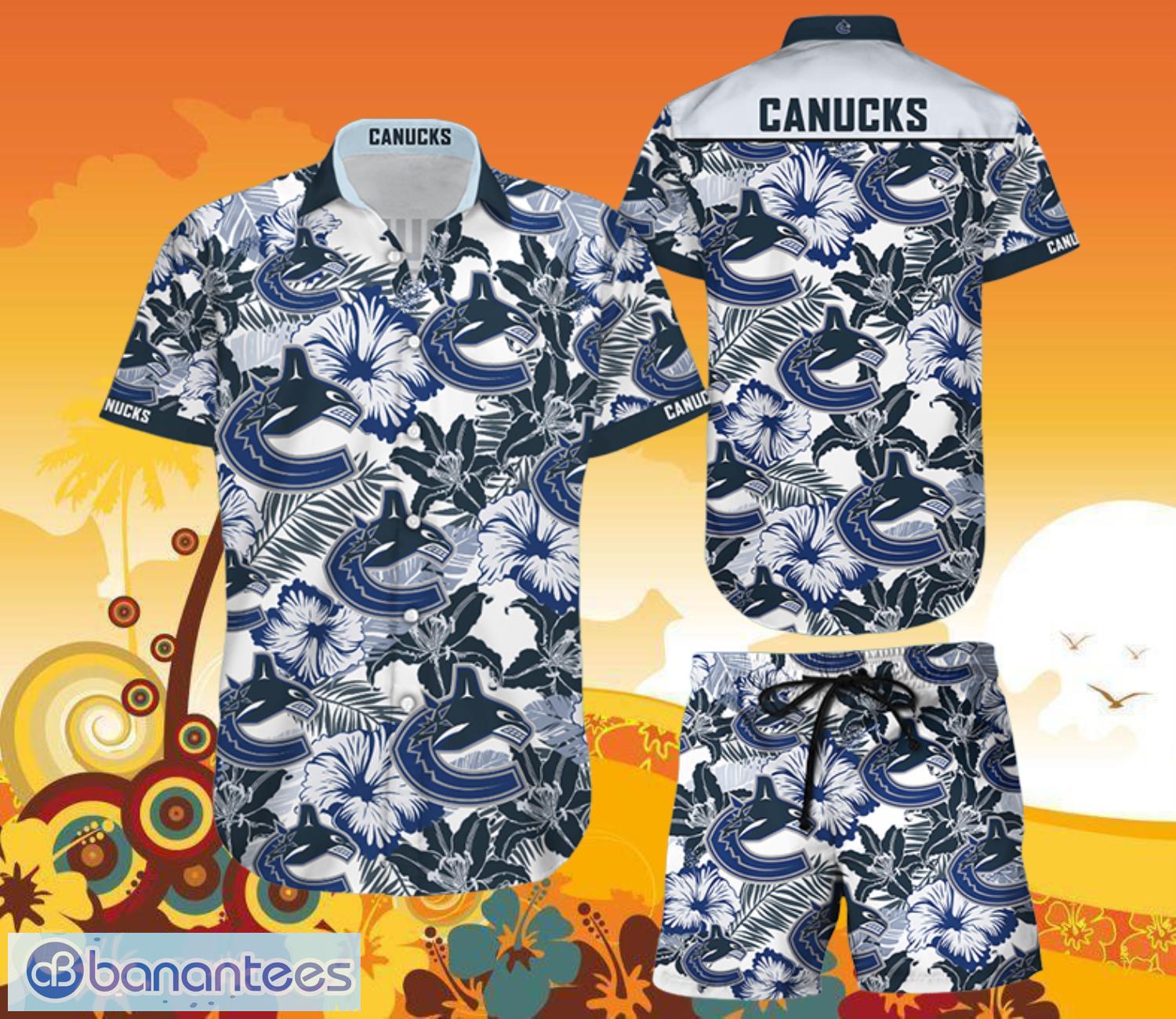 Vancouver Canucks Hawaiian Shorts and Shirt Summer Beach Shirt Full Over Print Product Photo 1