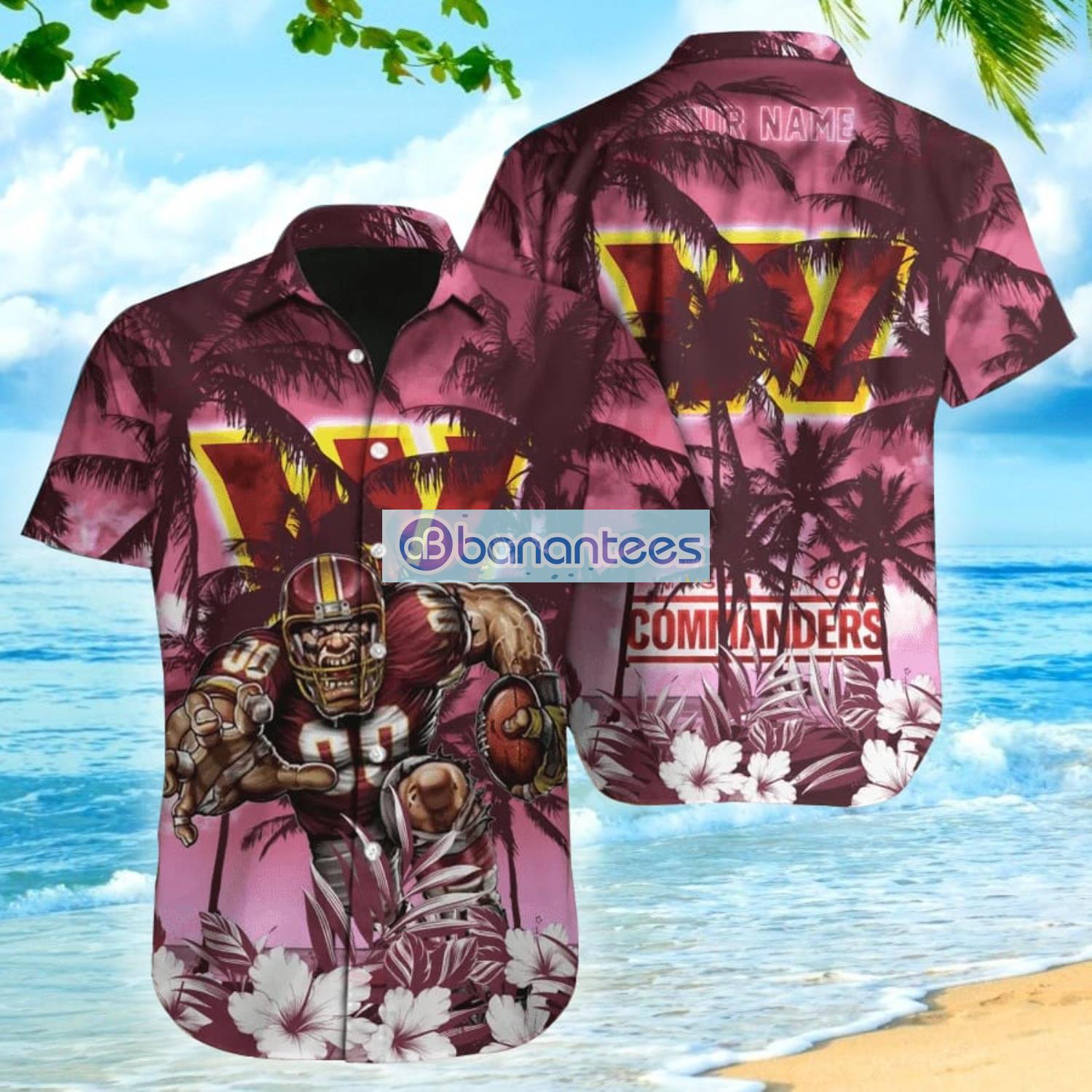 Customized Washington Commanders NFL Flower Summer Tropical