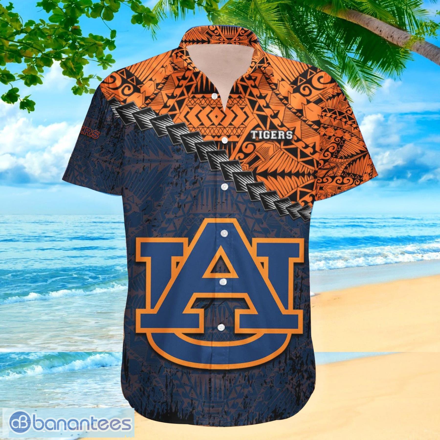 Auburn Tigers NCAA Fans Grunge Polynesian Tattoo Summer Gift Hawaiian Shirt Product Photo 2