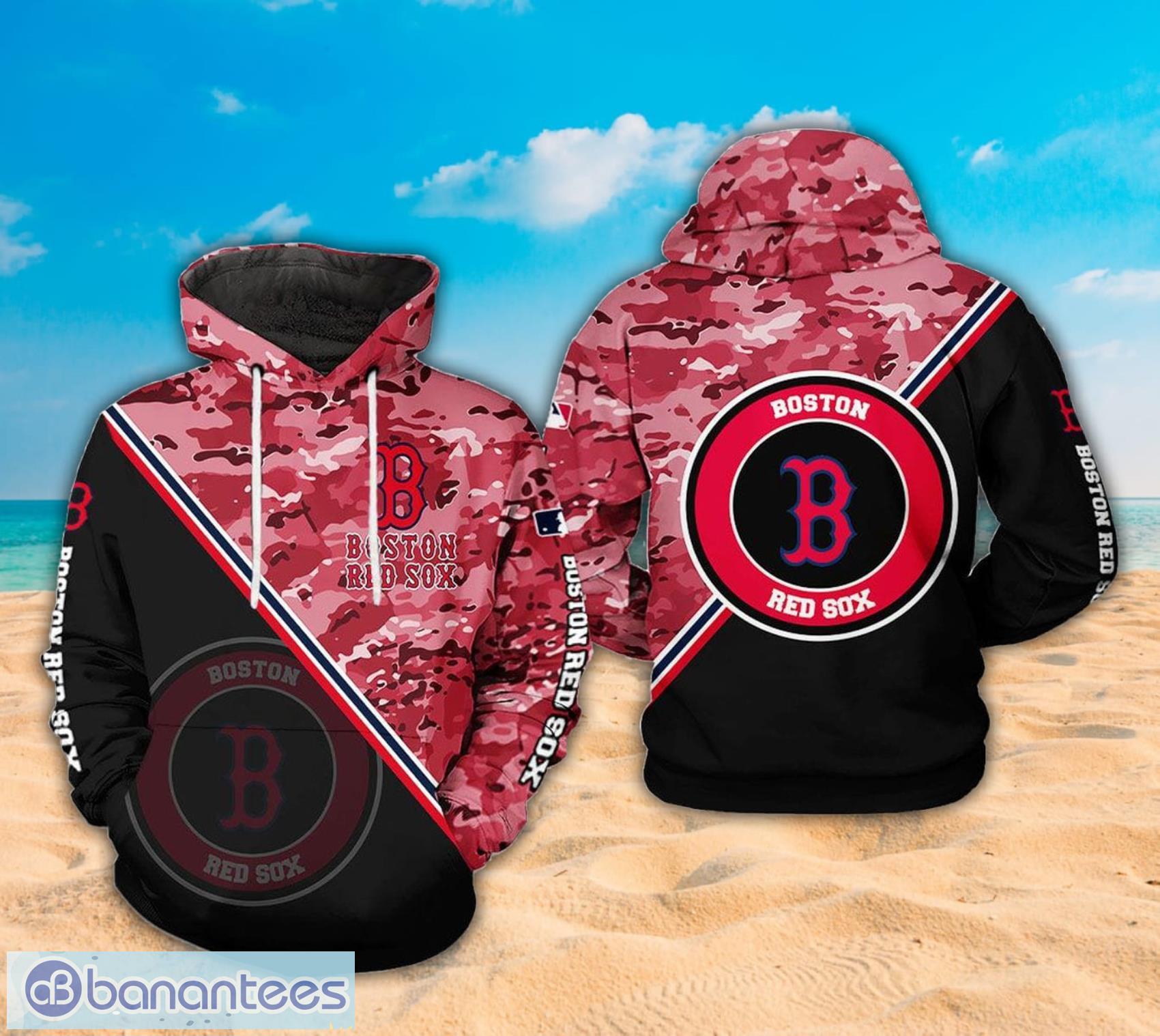 Boston Red Sox MLB Logo And Camo Pattern All Over Print 3D Hoodie Product Photo 1