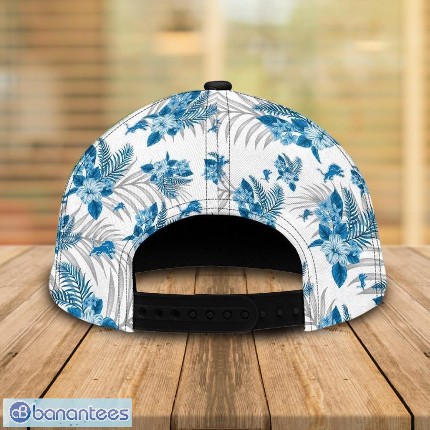 Custom Name Detroit Lions Tropical Flowers Pattern Printed 3D Cap