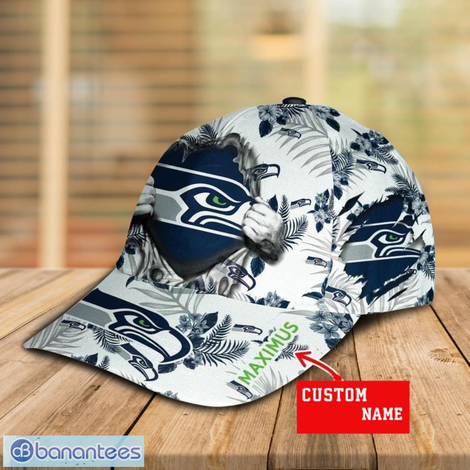 Custom Name Seattle Seahawks Tropical Flowers Pattern Printed 3D