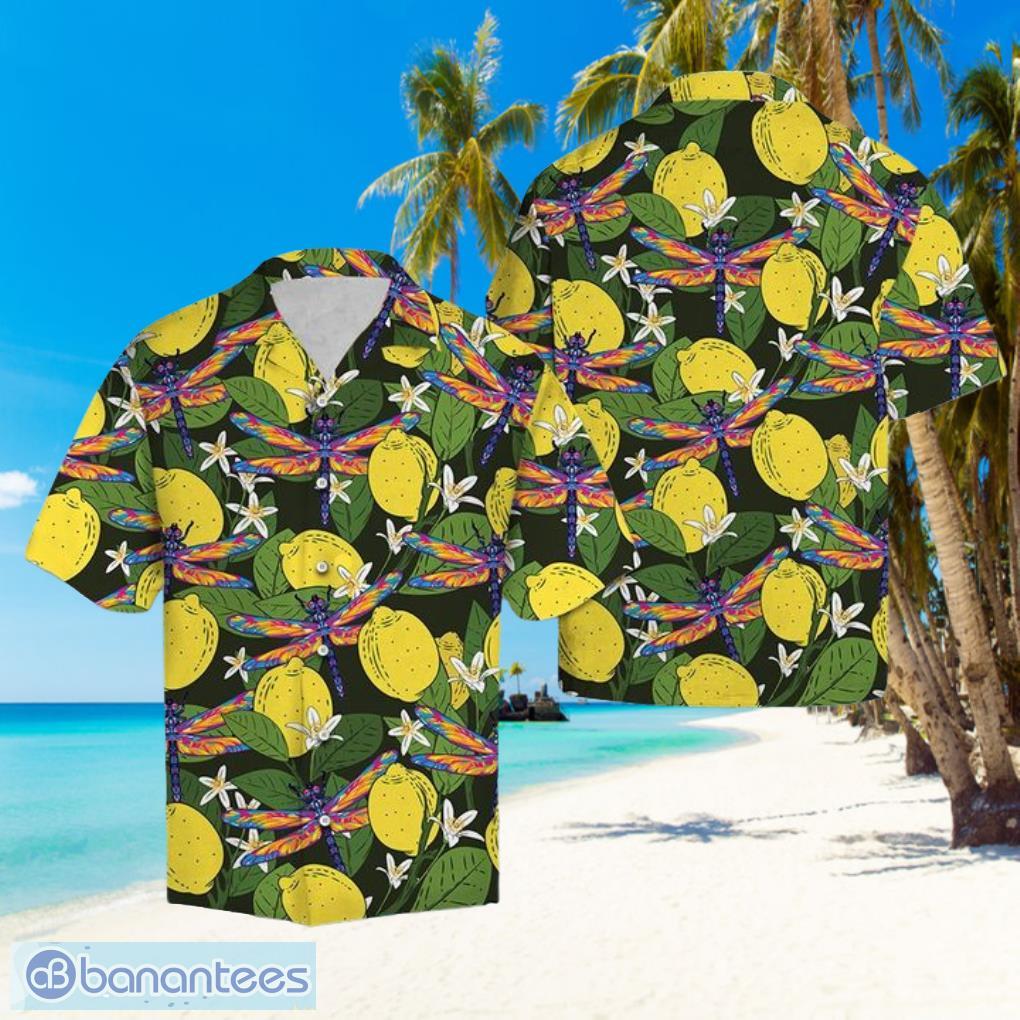Dragonfly Lemons Hawaiian Summer Beach Shirt Full Over Print Product Photo 1