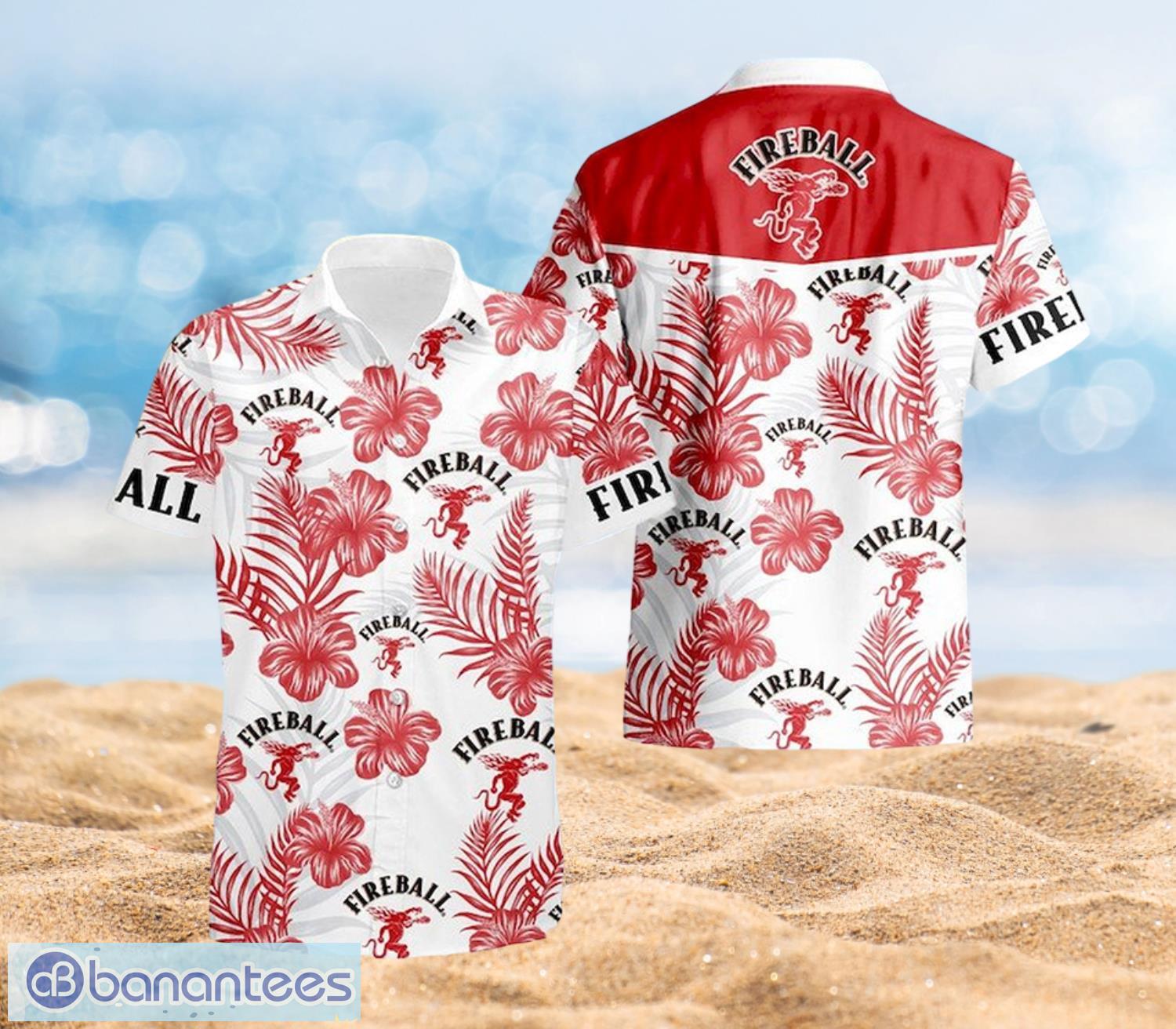 Fireball Whisky Summer Beach Shirt and Shorts Full Over Print Product Photo 1