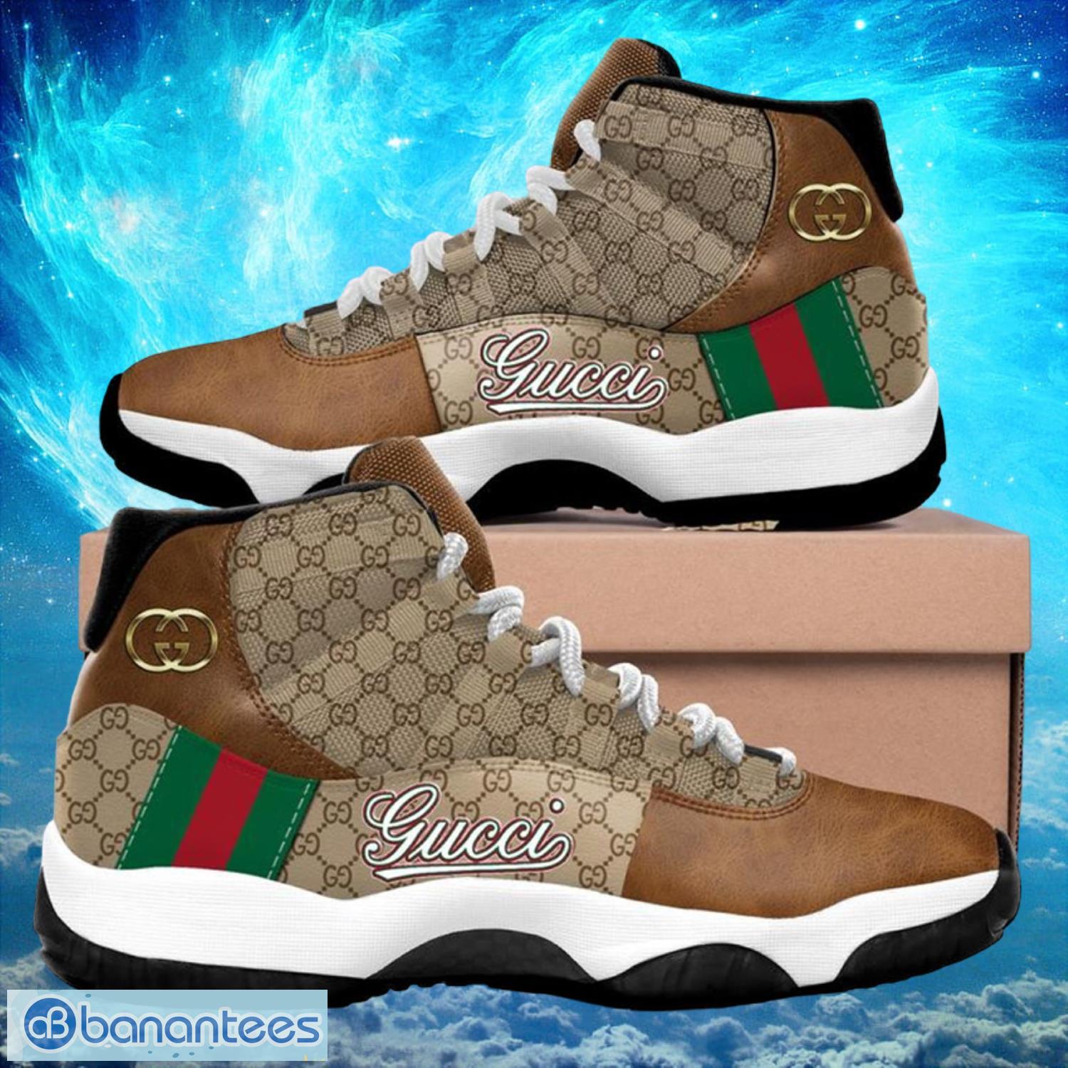 Gucci Italian Luxury Brown Air Jordan 11 Sneakers Shoes Gift For Fans Product Photo 1