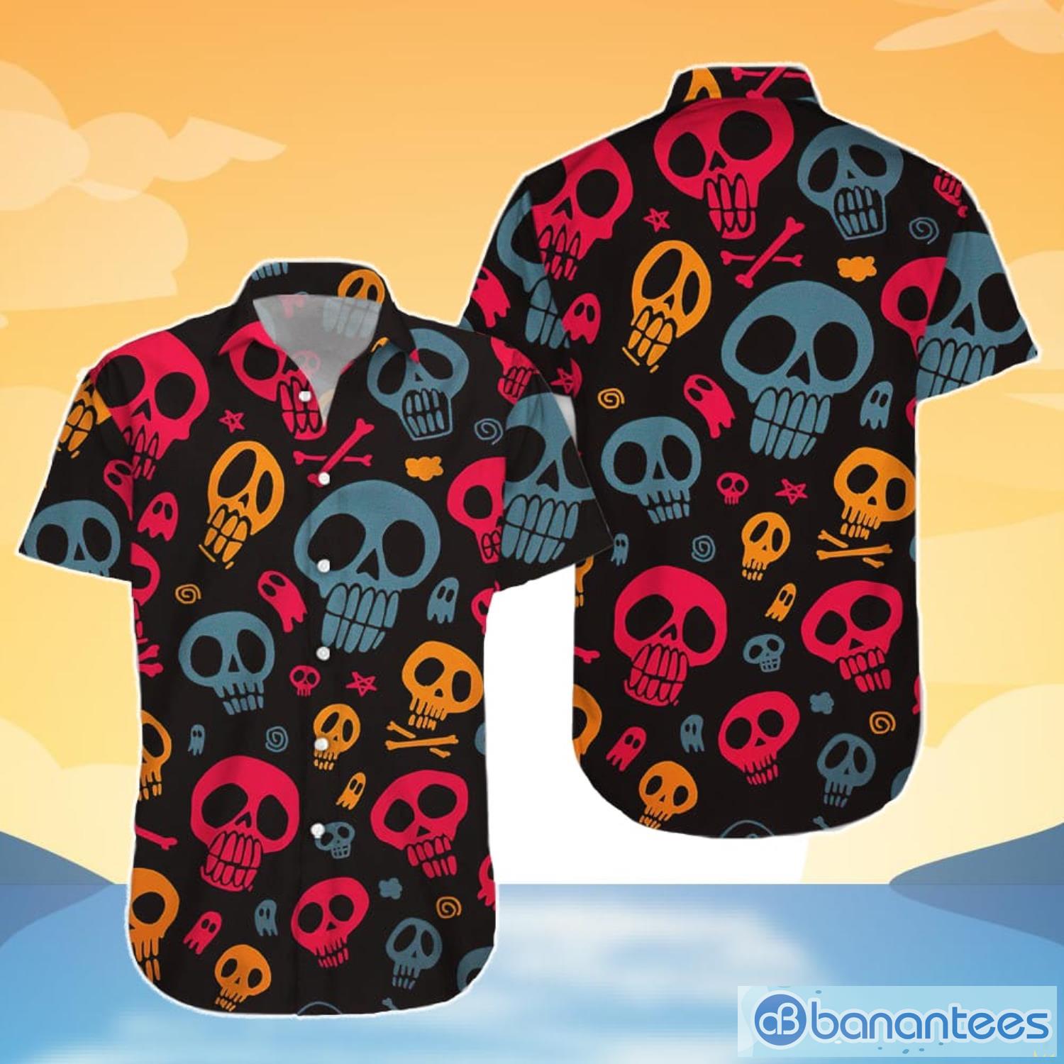 Chicago Bears Stripes and Skull Danger Hawaiian Shirt For Halloween -  Banantees