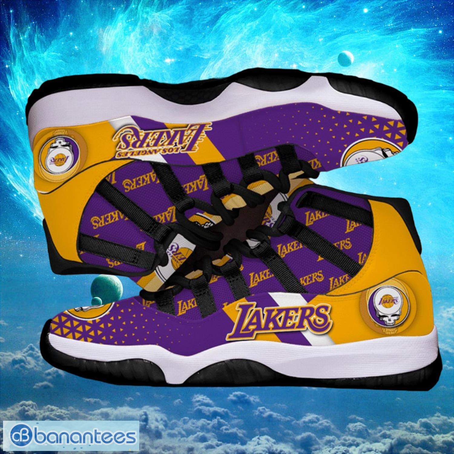 NBA Los Angeles Lakers Custom Name Gold Purple Air Jordan 13 Shoes