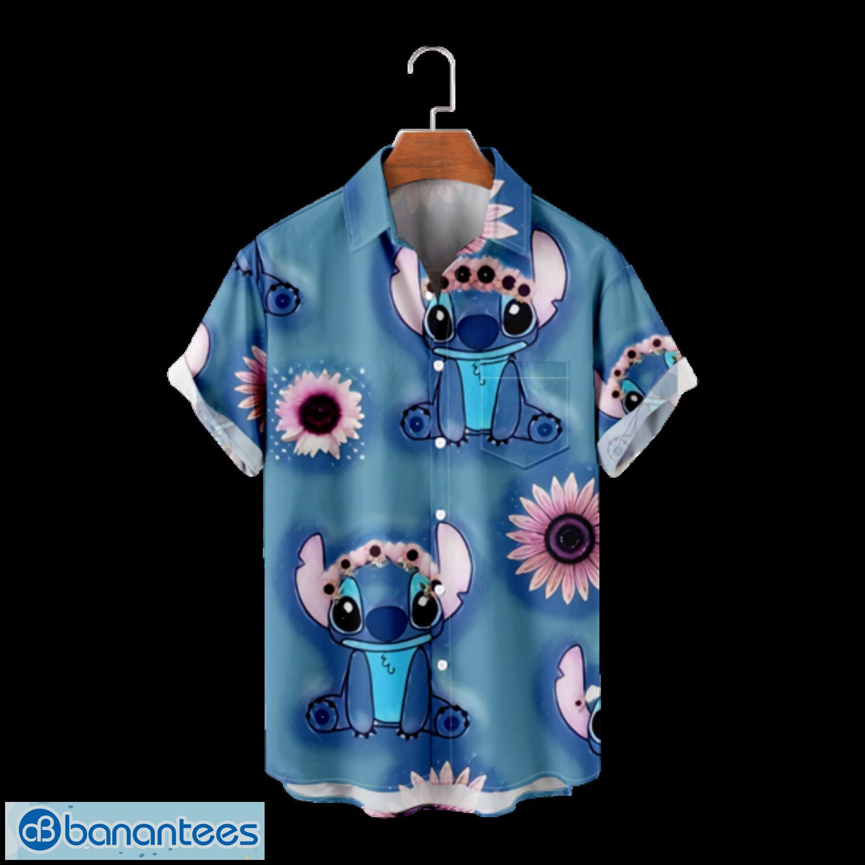 Disney Lilo & Stitch Light Blue Short Sleeve Hawaiian Shirt