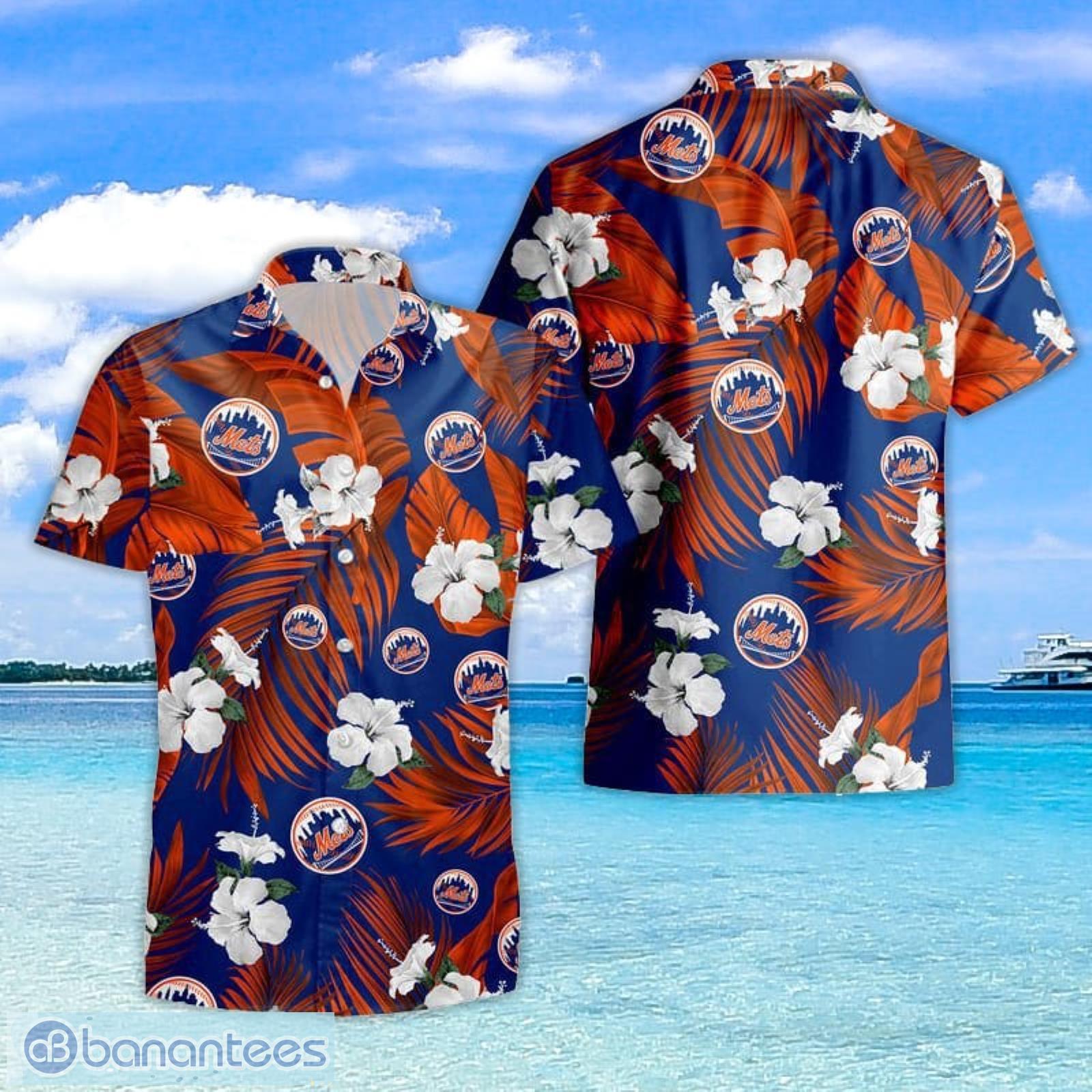 New York Mets Tropical Flower Hawaiian Shirt Beach Shorts