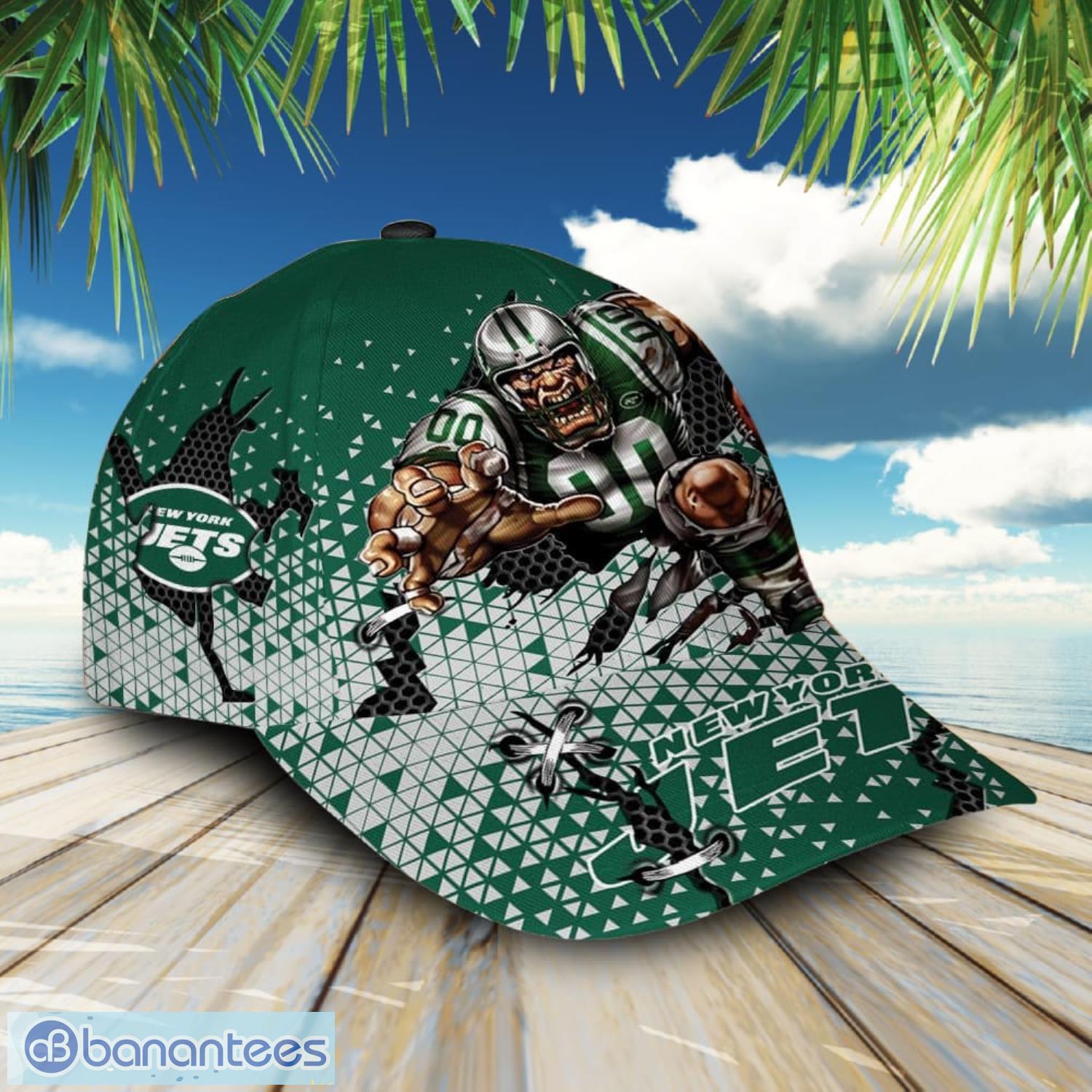 NFL New York Jets Mascot Texture Effect 3D Cap Full Print