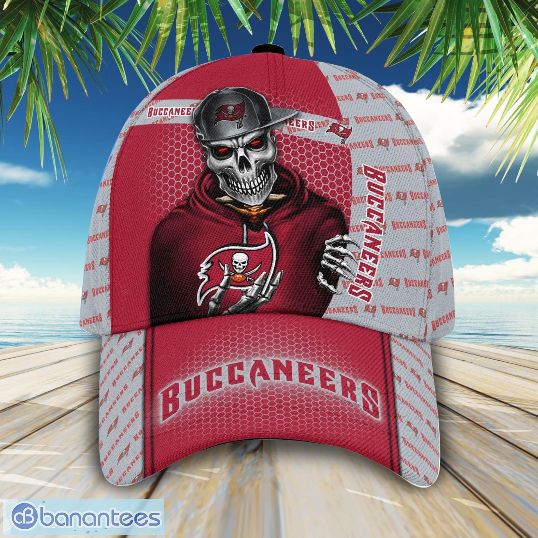 NFL Tampa Bay Buccaneers Skull And Logo Symbol Printed 3D Cap - Banantees