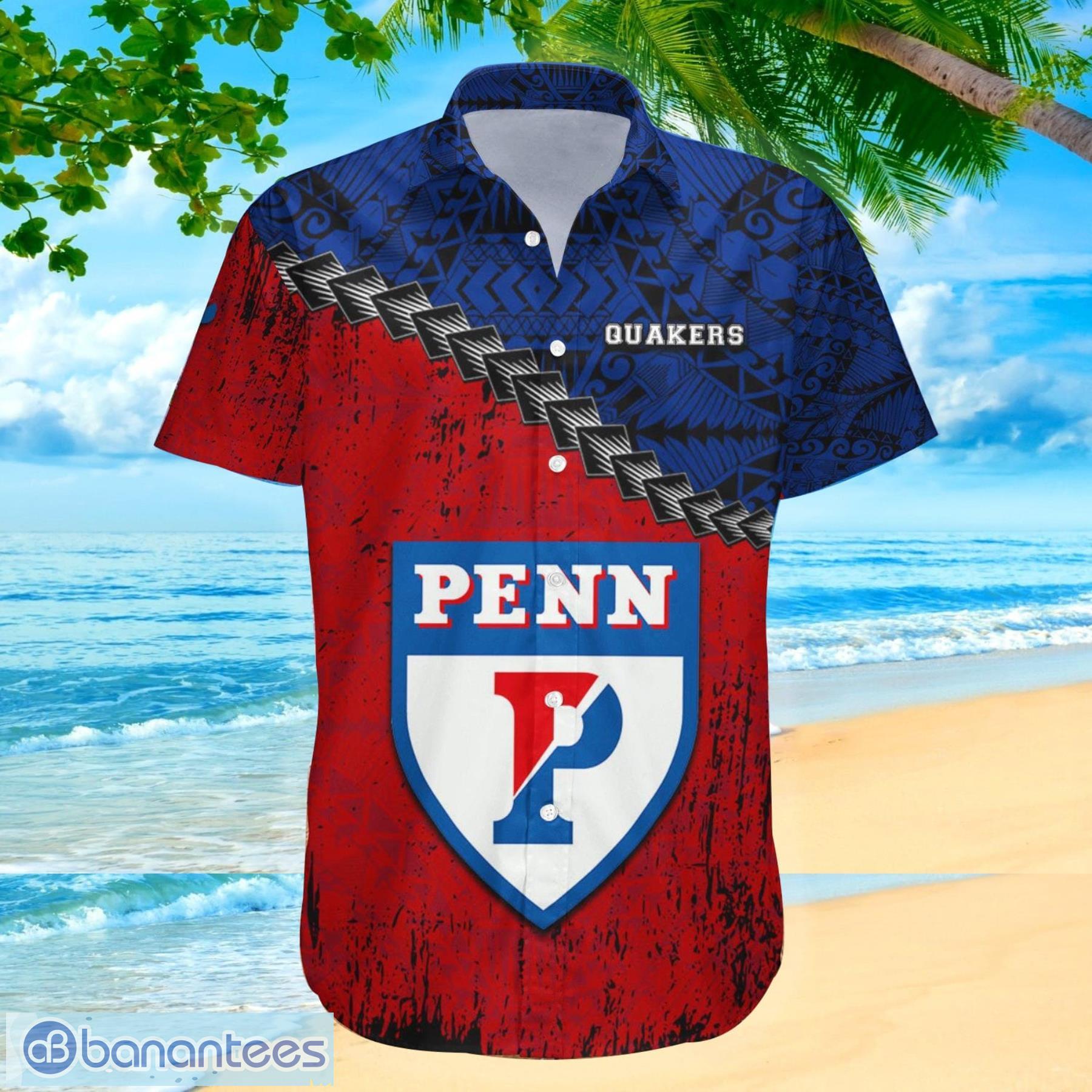 Penn Quakers NCAA Fans Grunge Polynesian Tattoo Summer Gift Hawaiian Shirt Product Photo 2