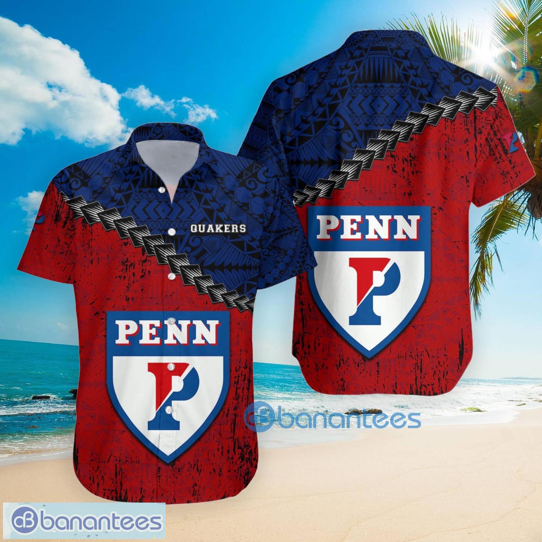 Penn Quakers NCAA Fans Grunge Polynesian Tattoo Summer Gift Hawaiian Shirt Product Photo 3