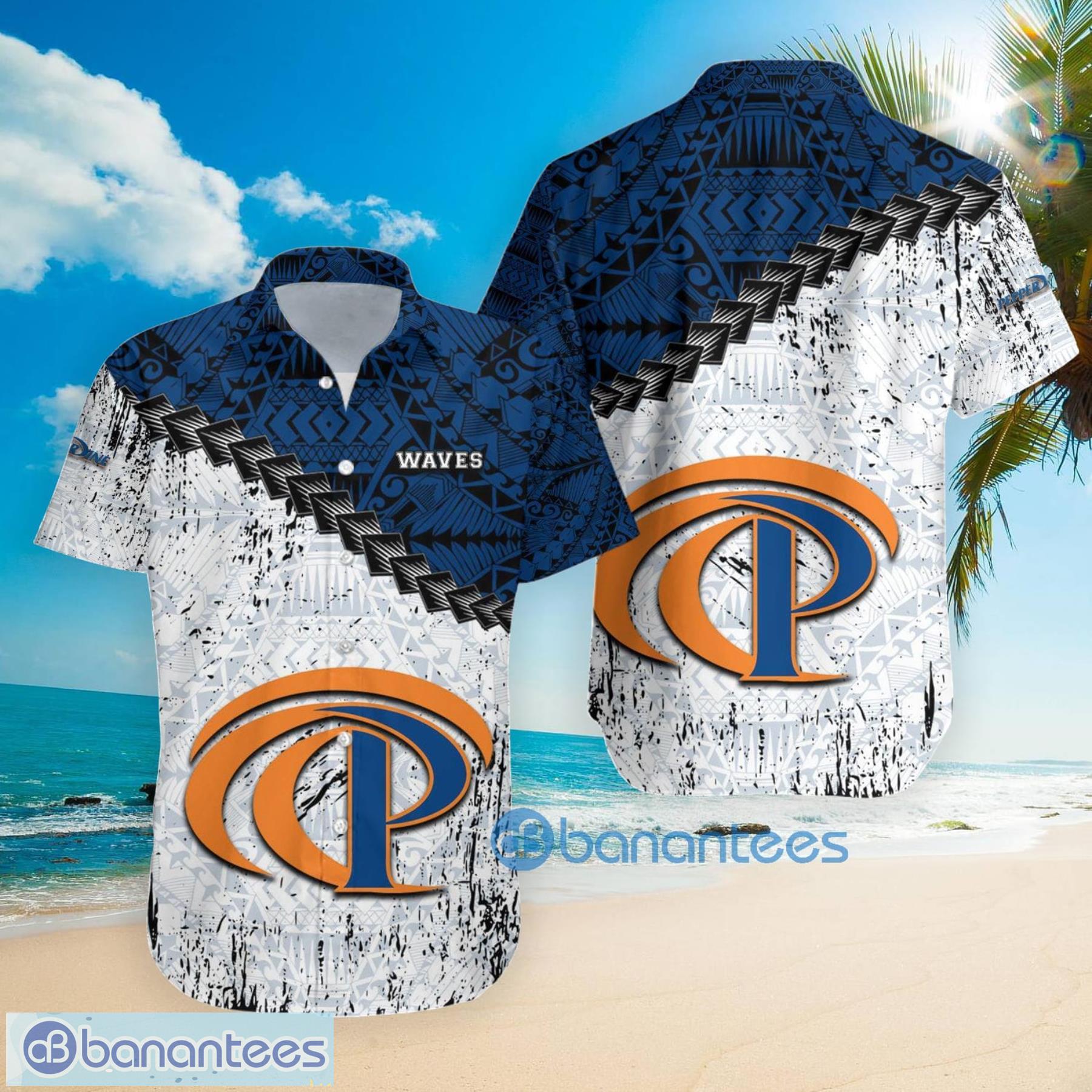 Pepperdine Waves NCAA Fans Grunge Polynesian Tattoo Summer Gift Hawaiian Shirt Product Photo 3
