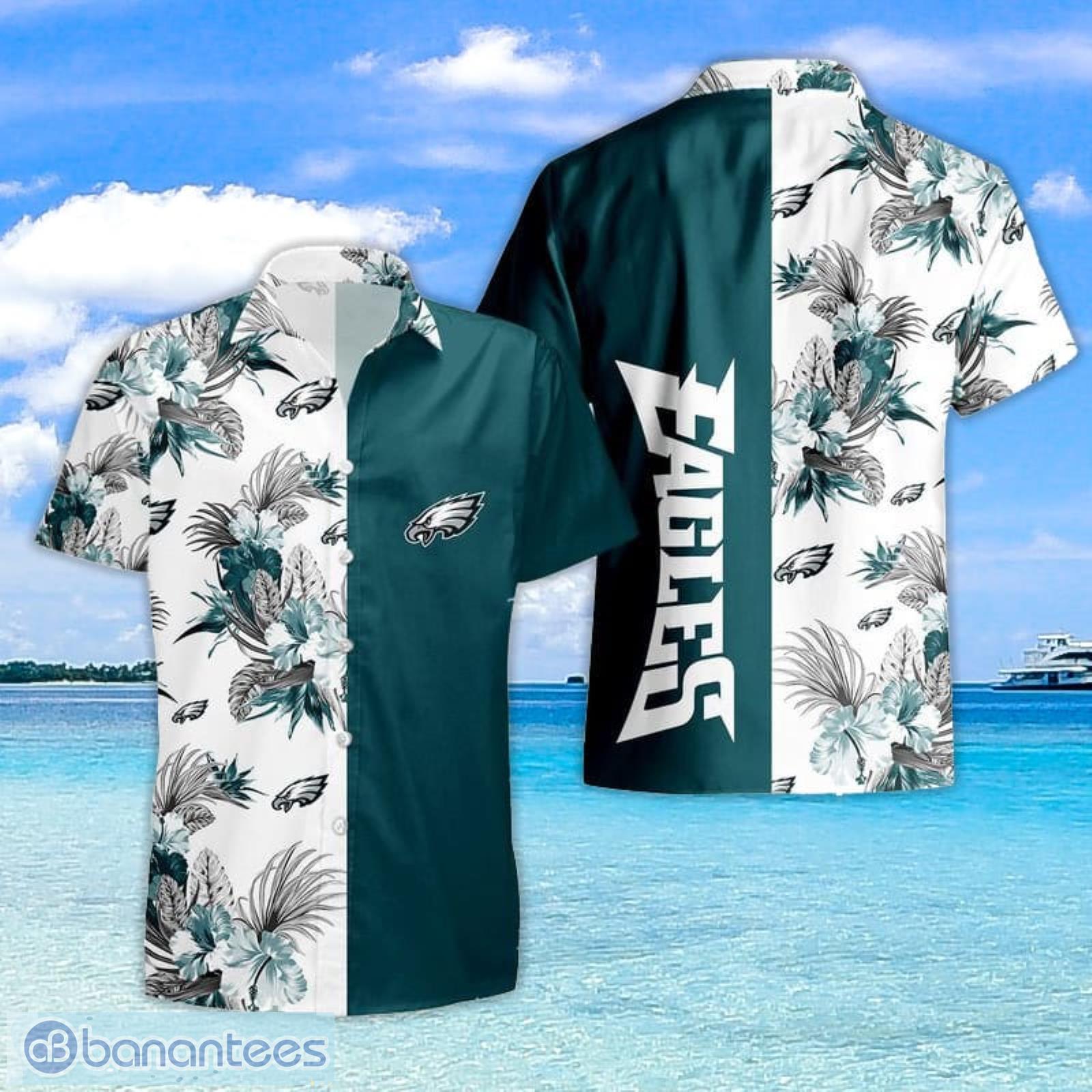 Philadelphia Eagles 2 Piece Hawaiian Shirts Beach Shorts Set Zip up Shirts