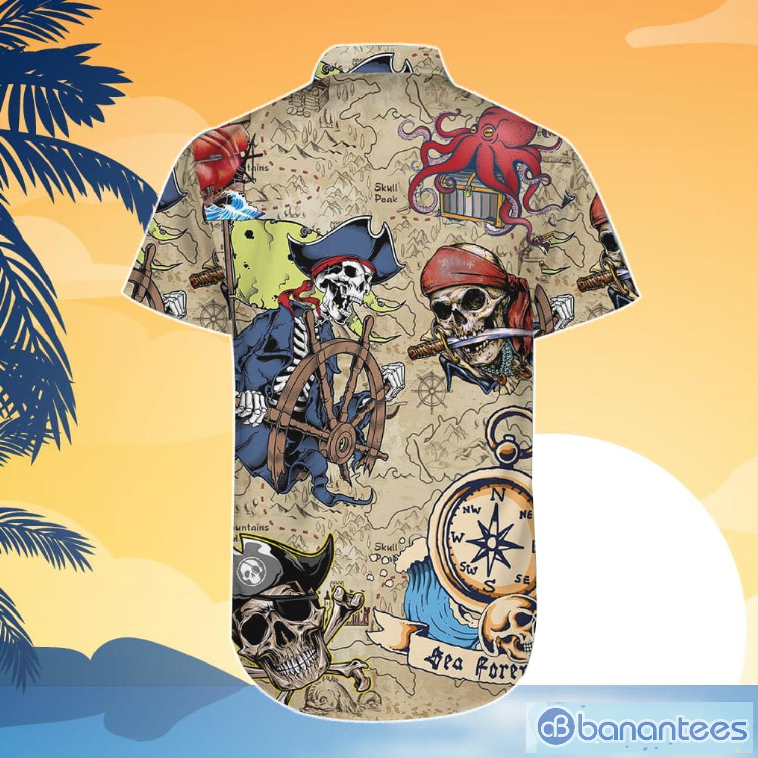 Skull Pirates Retro Style Limited Best Fathers Day Gifts Hawaiian Shirt Men  - Bluecat