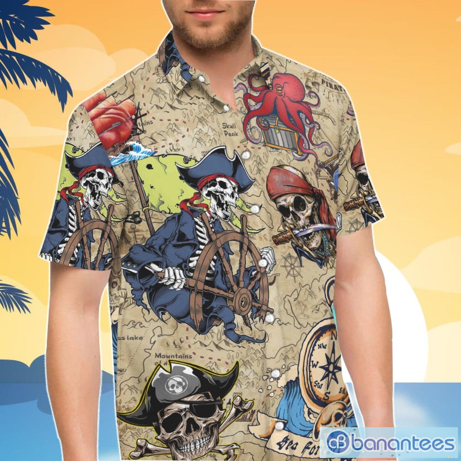 Pirate Skull Shirt Vintage Skull Pirate Hawaiian Shirt And Shorts