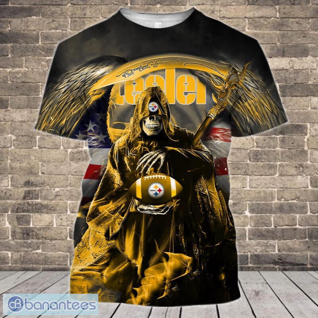 Pittsburgh Steelers Skull Wings 3D T-Shirts Gift For Halloween - Banantees