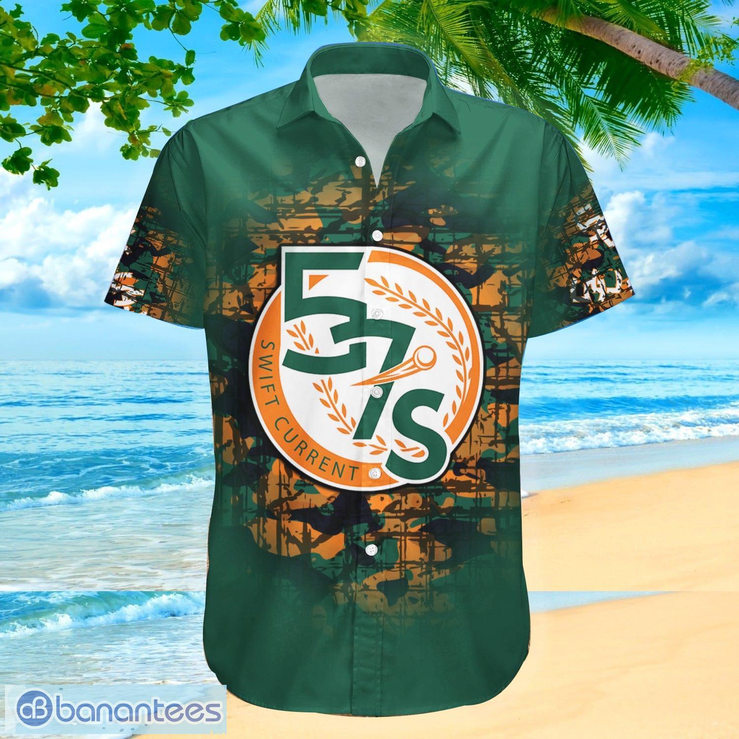 Swift Current 57s CA BASEBALL Custom Name And Number Camouflage Vintage  Hawaiian Shirt For Men And Women - Banantees