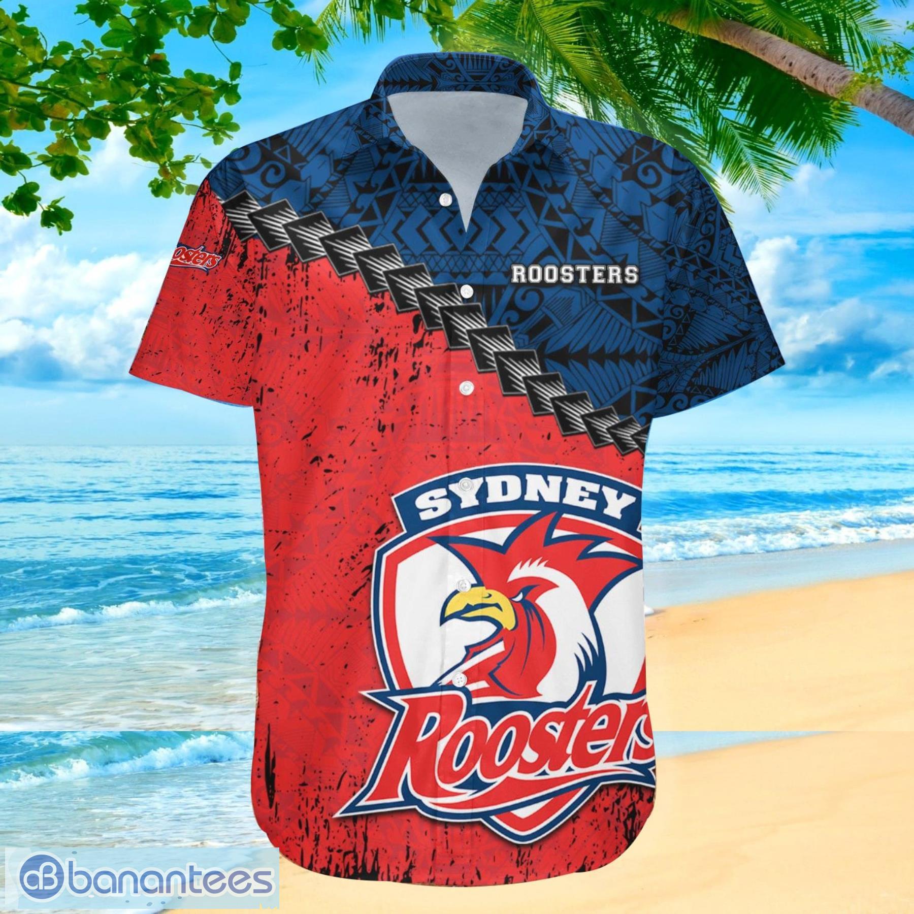 Sydney Roosters NRL Fans Grunge Polynesian Tattoo Summer Gift Hawaiian Shirt Product Photo 2