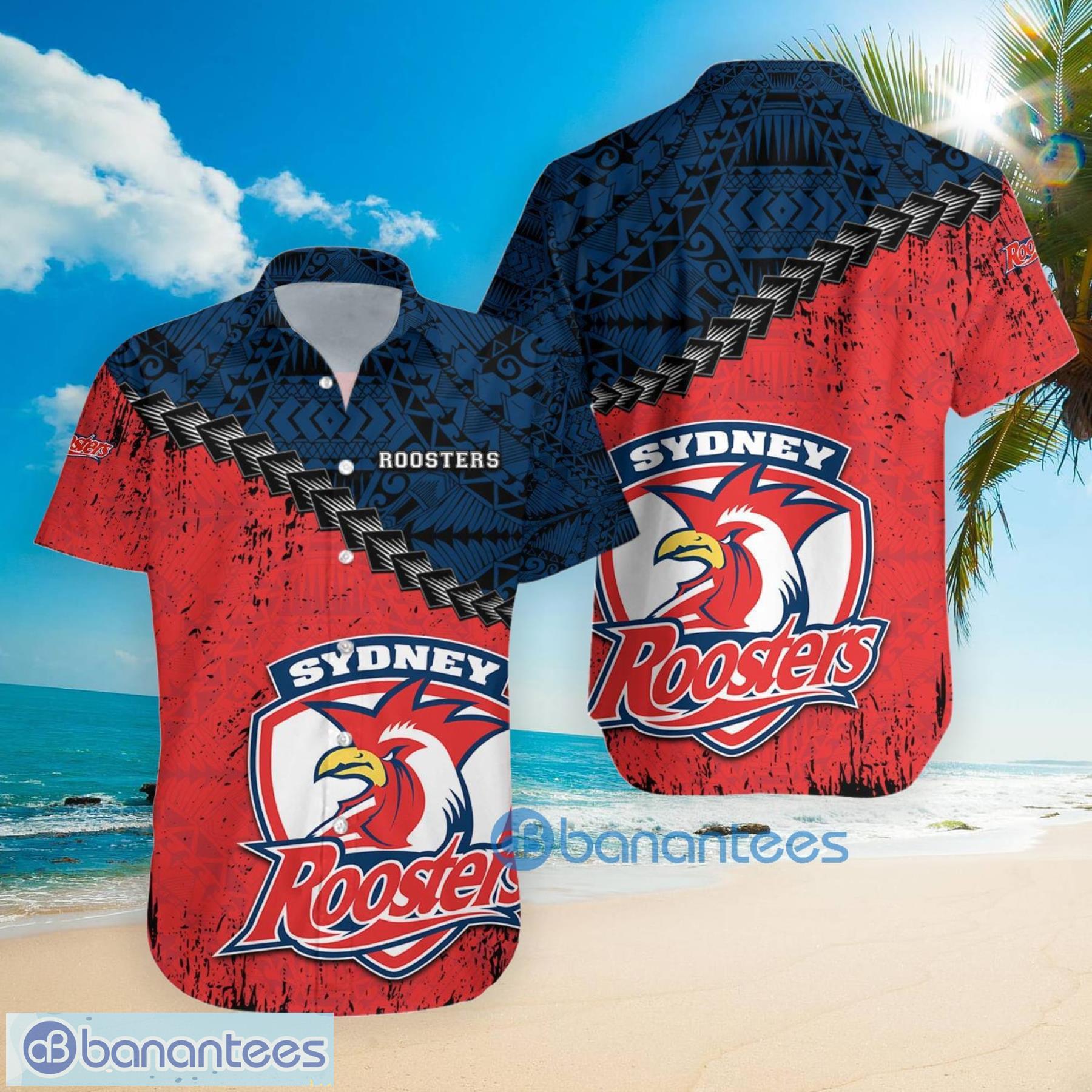 Sydney Roosters NRL Fans Grunge Polynesian Tattoo Summer Gift Hawaiian Shirt Product Photo 3