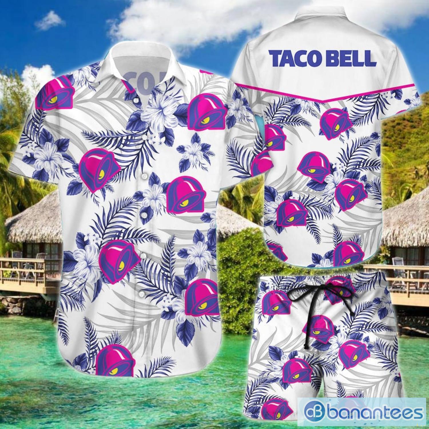 Taco Bell Tropical Flower Aloha Hawaiian Shirts and short Summer hawaiian day 3d Hawaiian Shirt And Shorts - Taco Bell Tropical Flower Aloha Hawaiian Shirts and short, Summer hawaiian day 3d Hawaii shirt_1