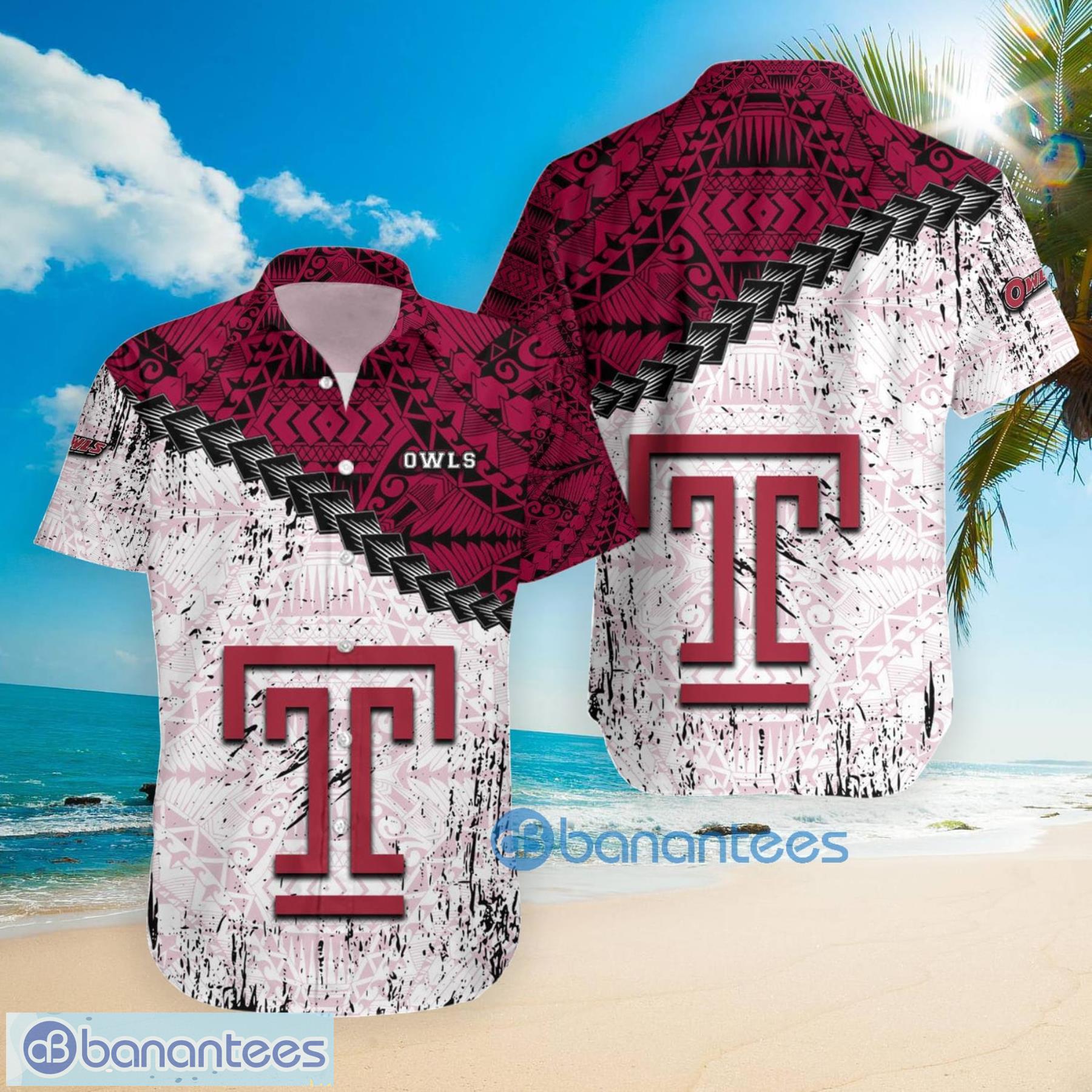 temple owls ncaa fans grunge polynesian tattoo summer gift hawaiian shirt 2 image Temple Owls NCAA Fans Grunge Polynesian Tattoo Summer Gift Hawaiian Shirt Product Photo 3