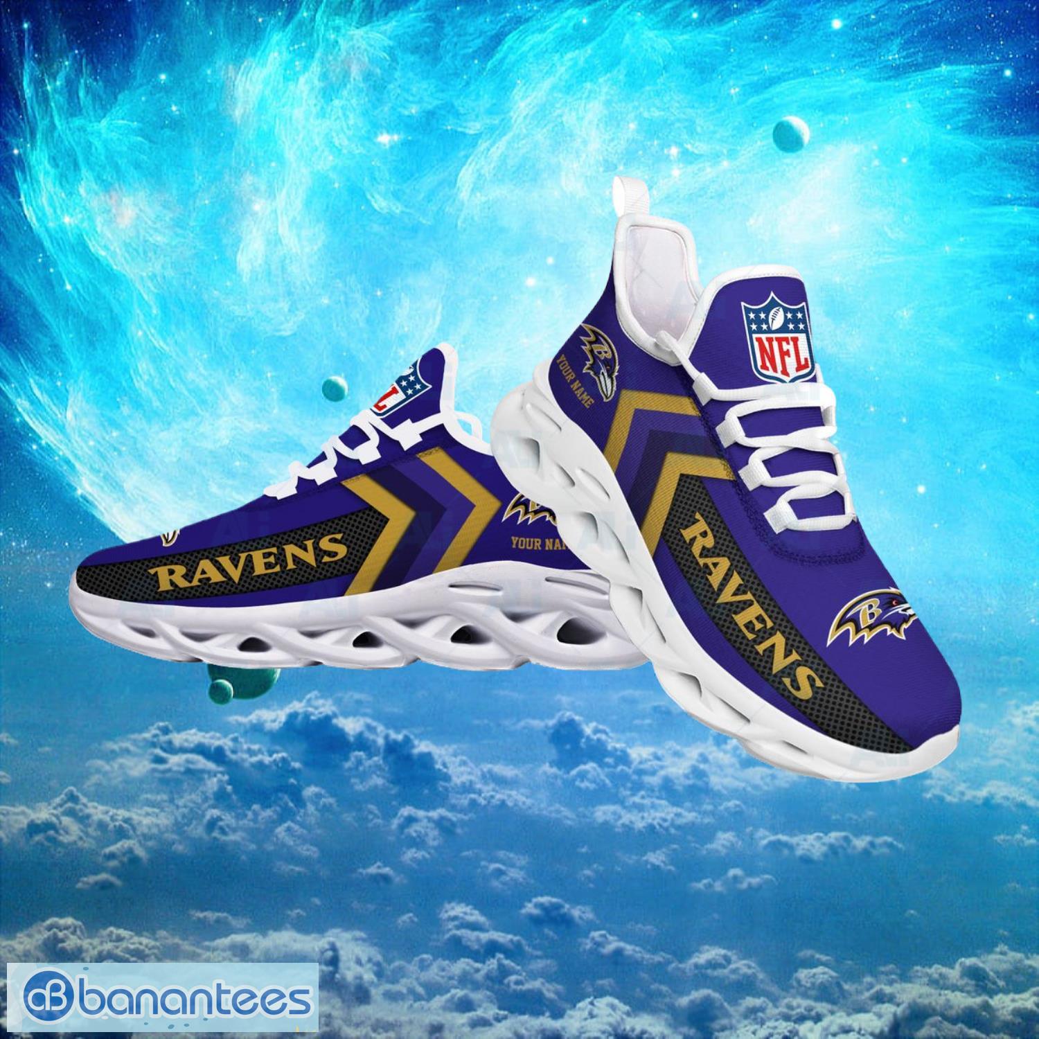 Baltimore Ravens NFL Logo Fans Custom Name Max Soul Shoes Product Photo 2
