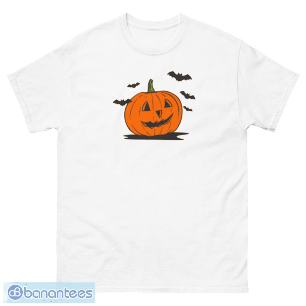 Bat And Big Pumpkin Halloween T-Shirt - Unisex Classic T-Shirt