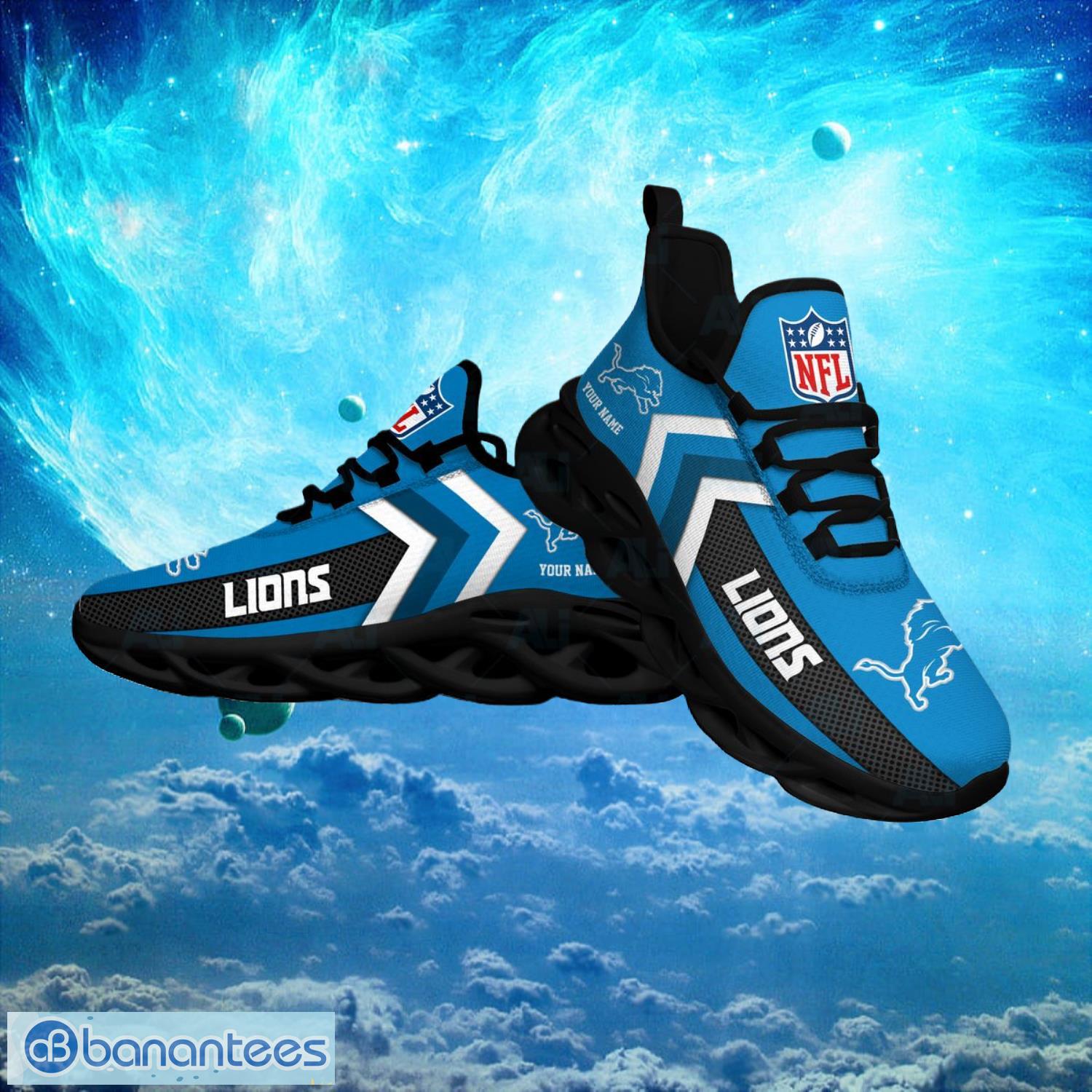 Detroit Lions NFL Logo Fans Custom Name Max Soul Shoes Product Photo 1