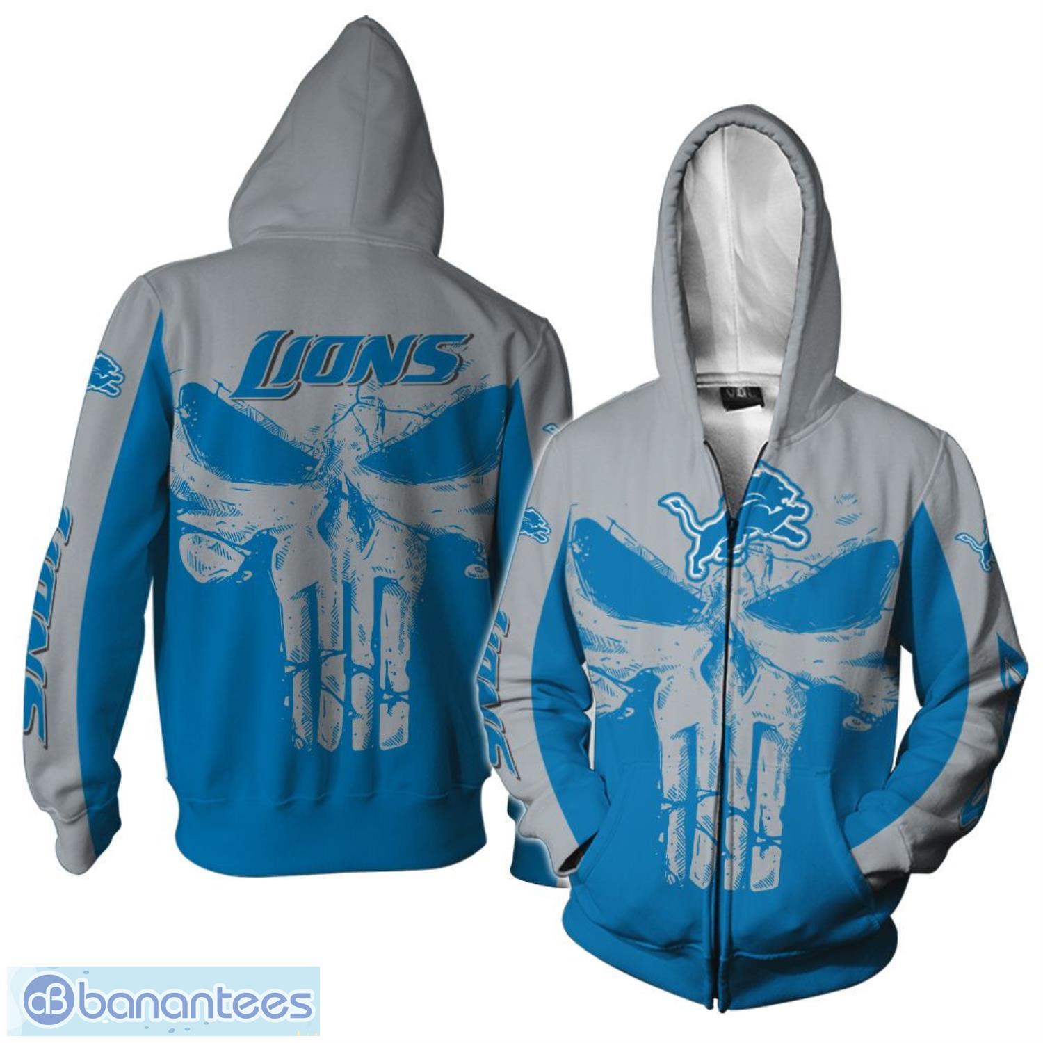 Detroit Lions NFL Football Punisher Skull Sports Hoodie