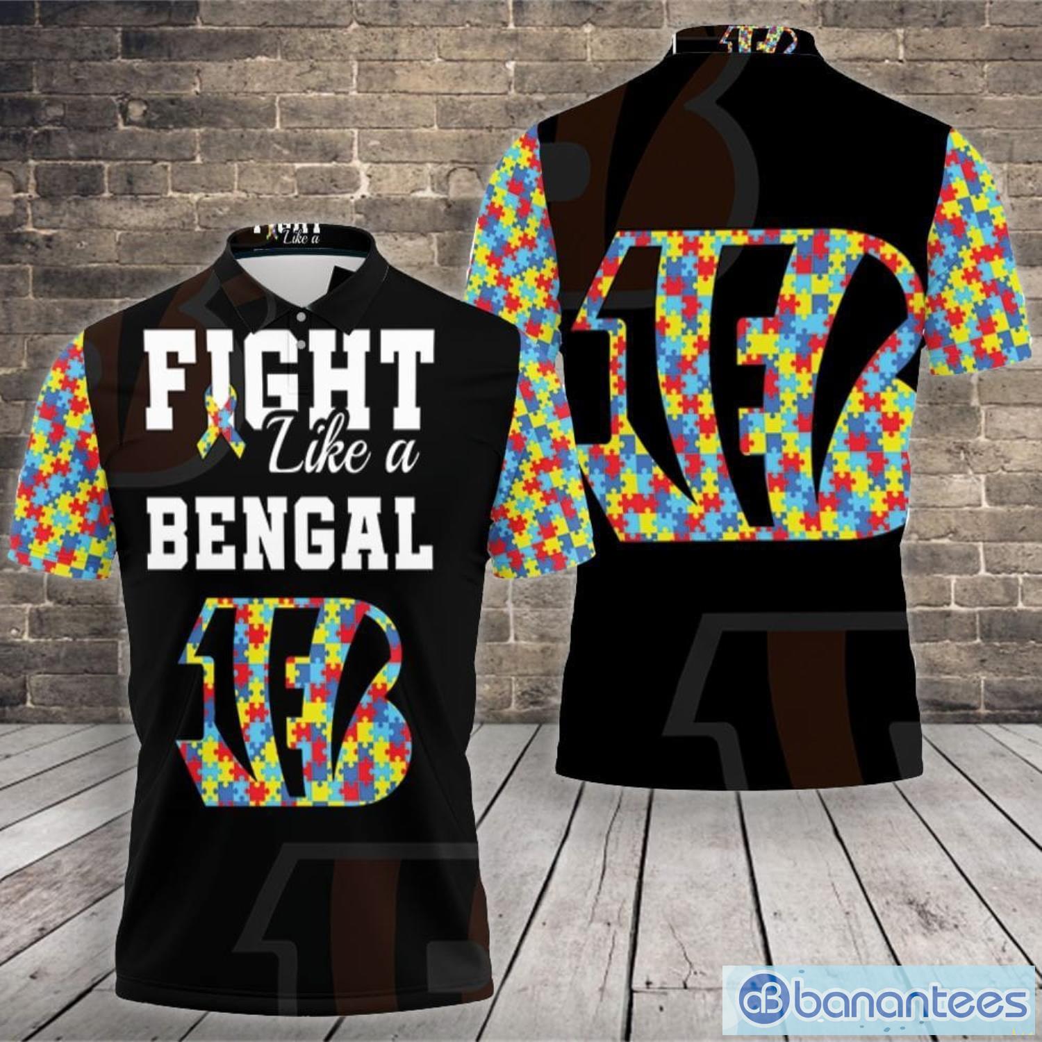 Fight Like A Cincinnati Bengals Autism Support Polo Shirt - Banantees