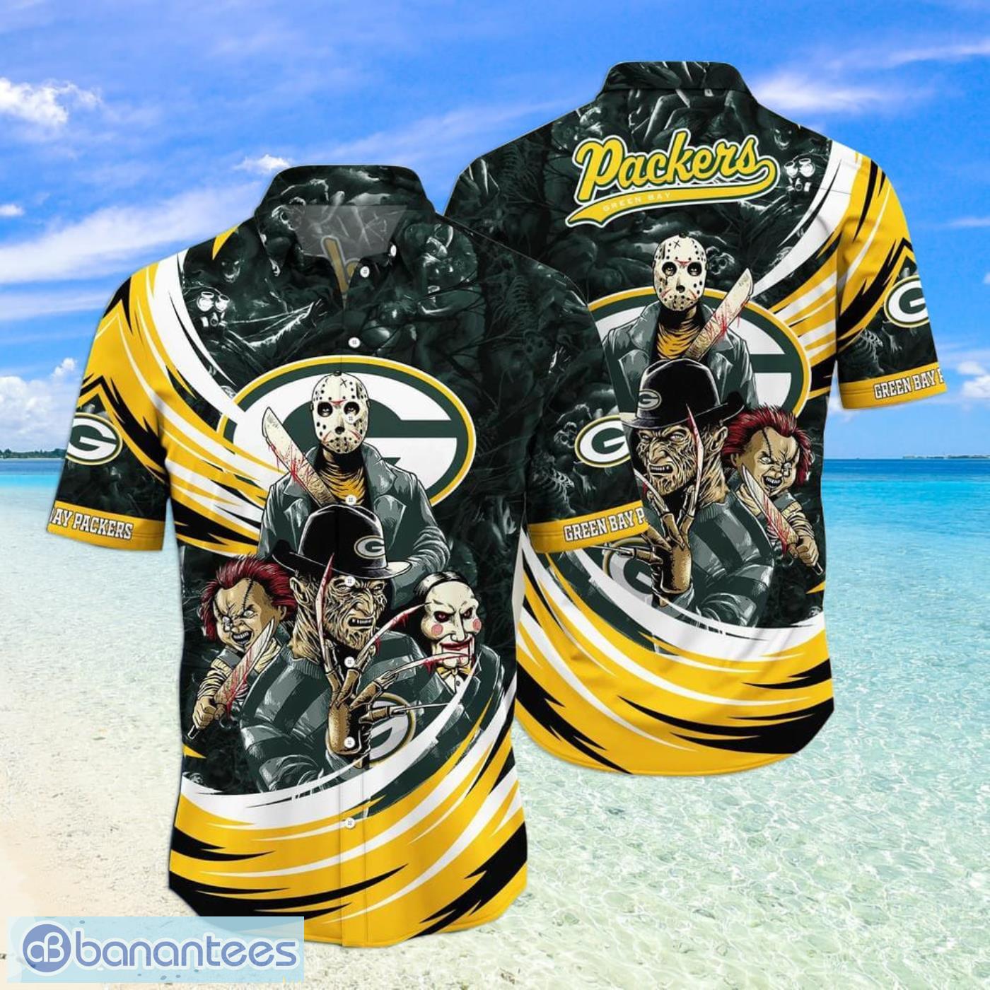 Green Bay Packers Skull Diamon Halloween Hawaiian Shirt For Fans - Banantees