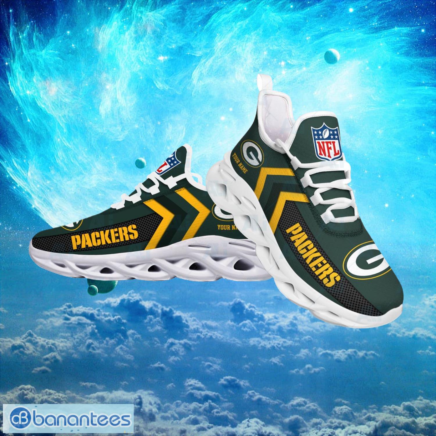 Green Bay Packers NFL Logo Fans Custom Name Max Soul Shoes Product Photo 2