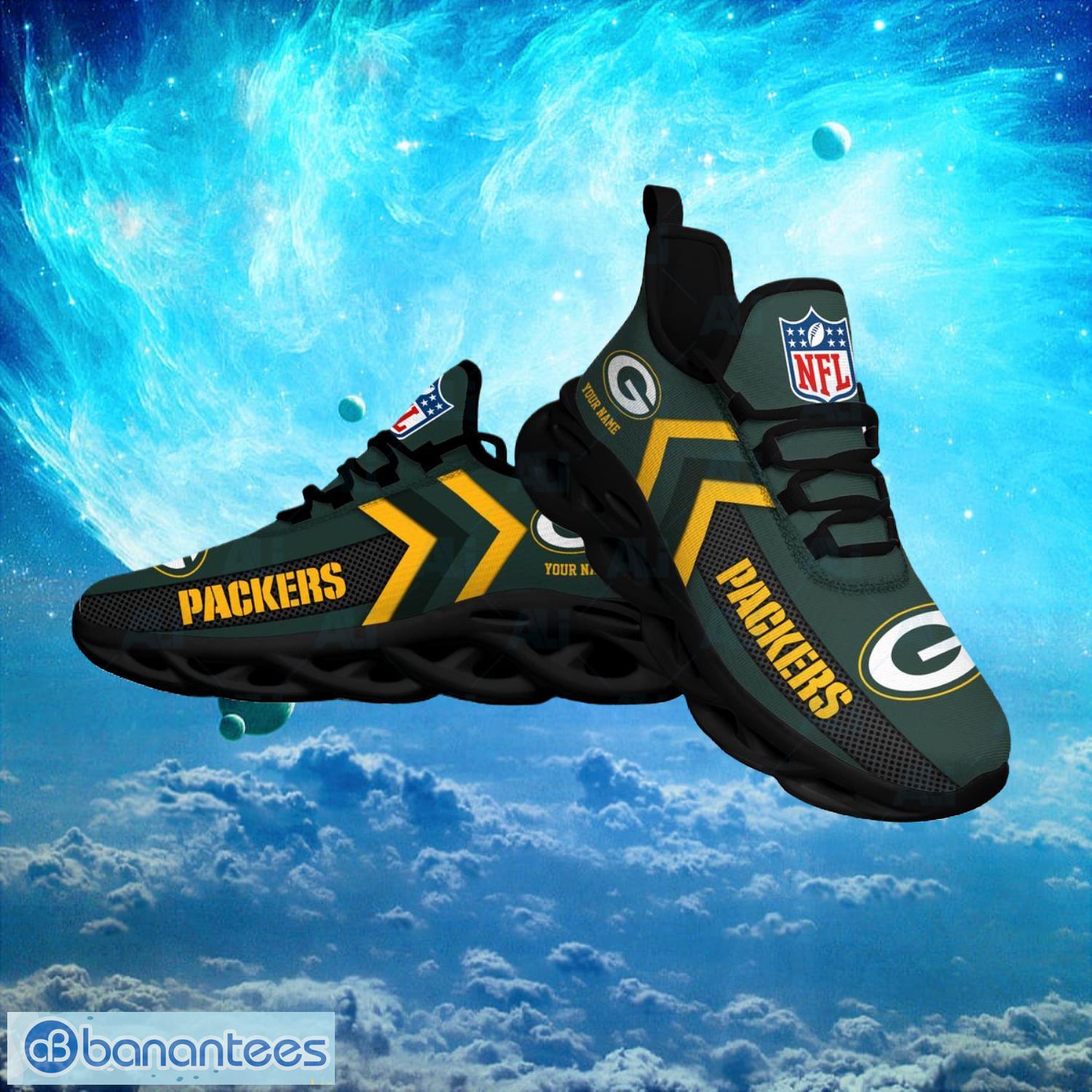 Green Bay Packers NFL Logo Fans Custom Name Max Soul Shoes Product Photo 1