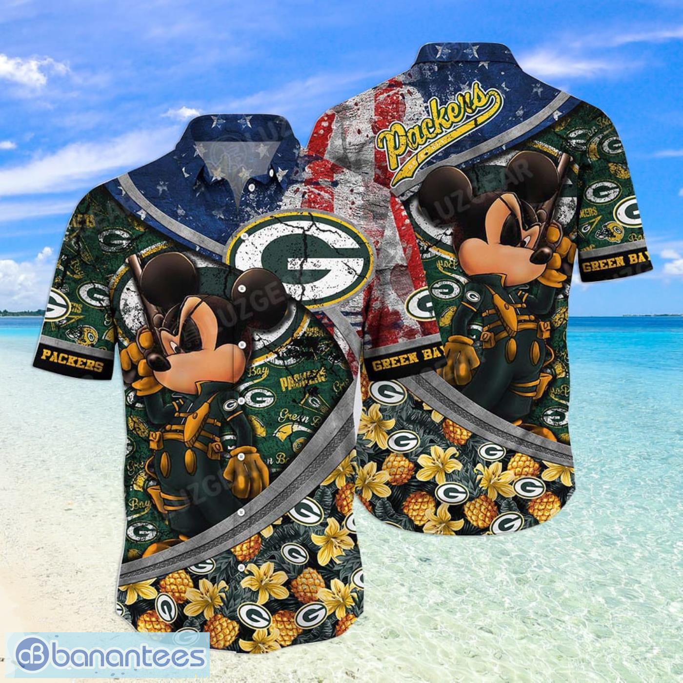 Green Bay Packers NFL Pineapple Mickey Lover Hawaiian Shirt - Banantees