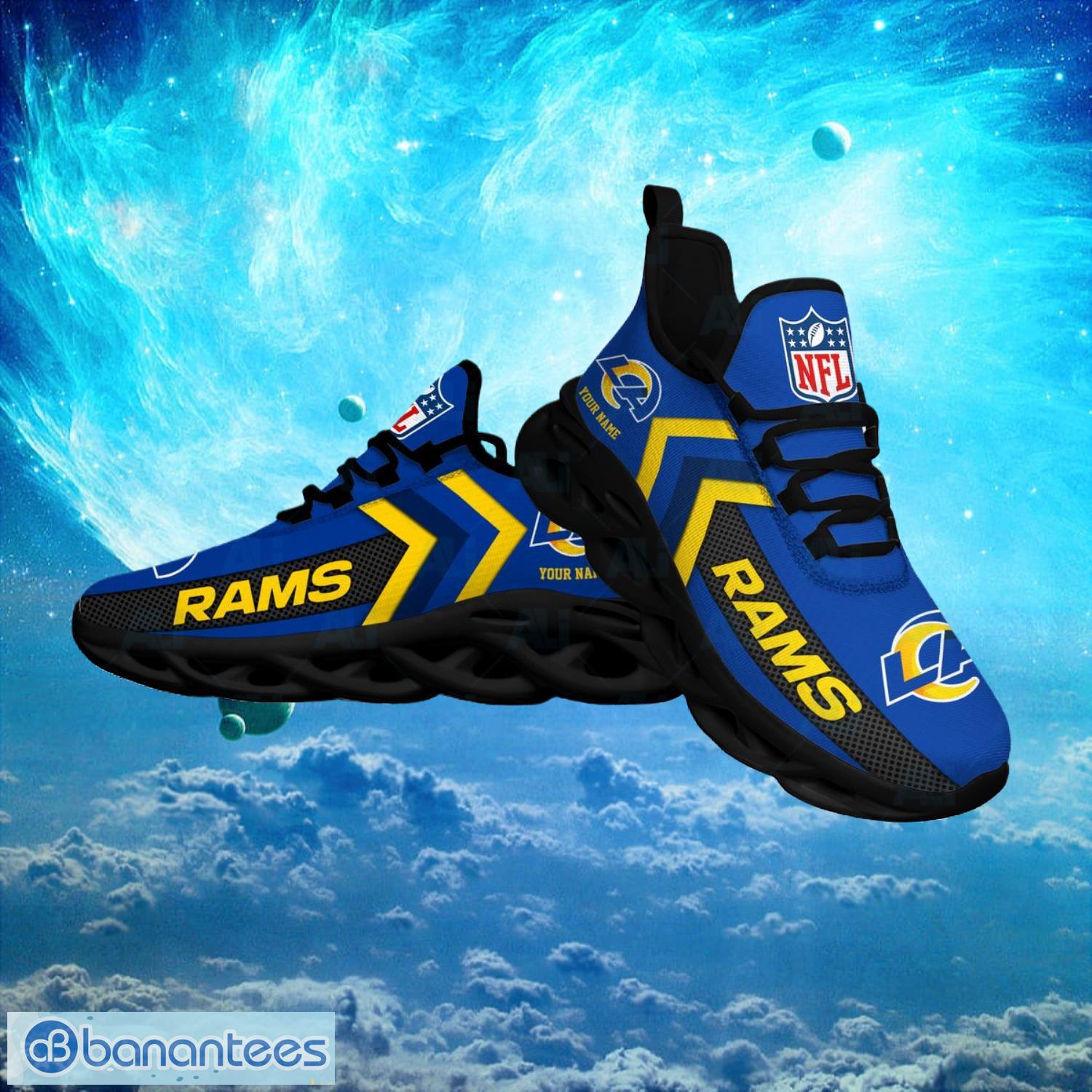 Los Angeles Rams NFL Logo Fans Custom Name Max Soul Shoes Product Photo 1