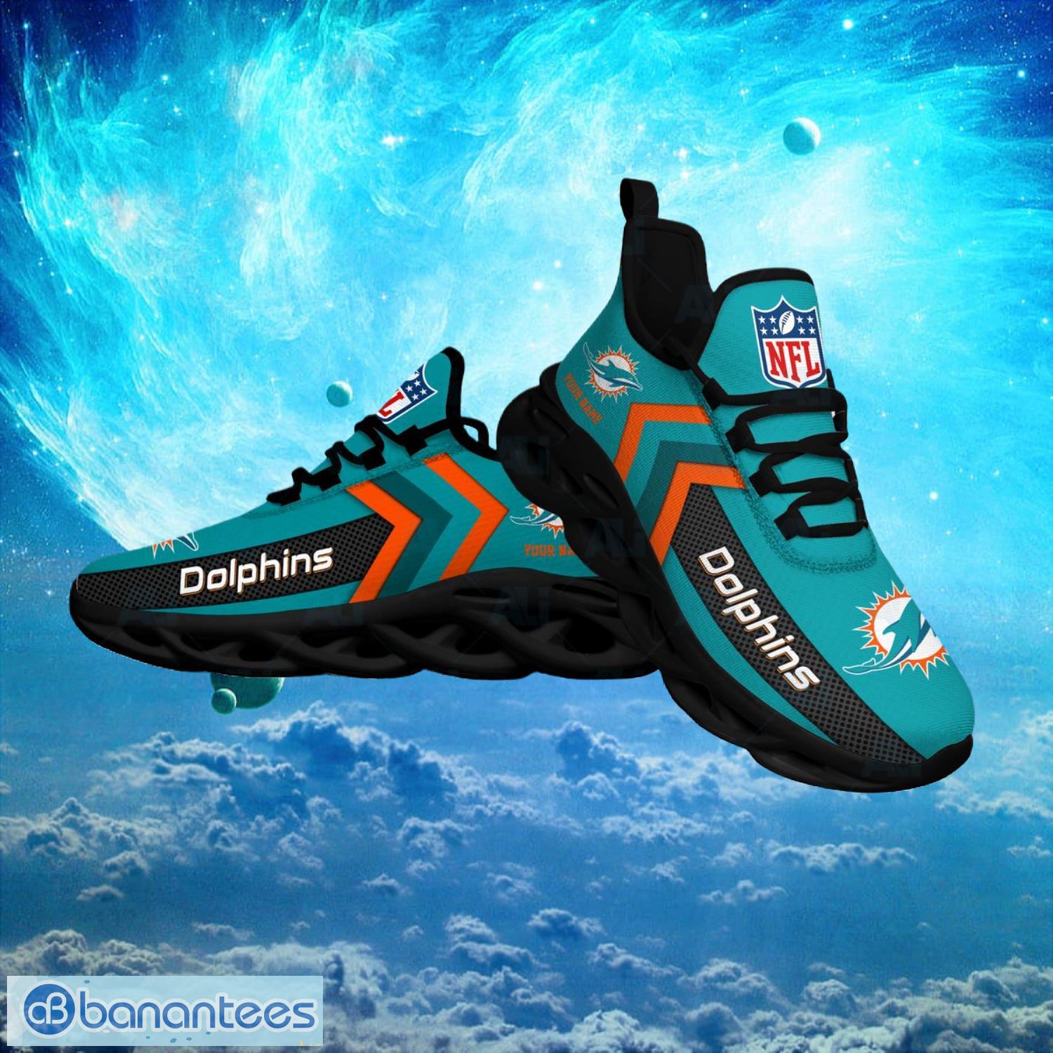 Miami Dolphins NFL Logo Fans Custom Name Max Soul Shoes Product Photo 1