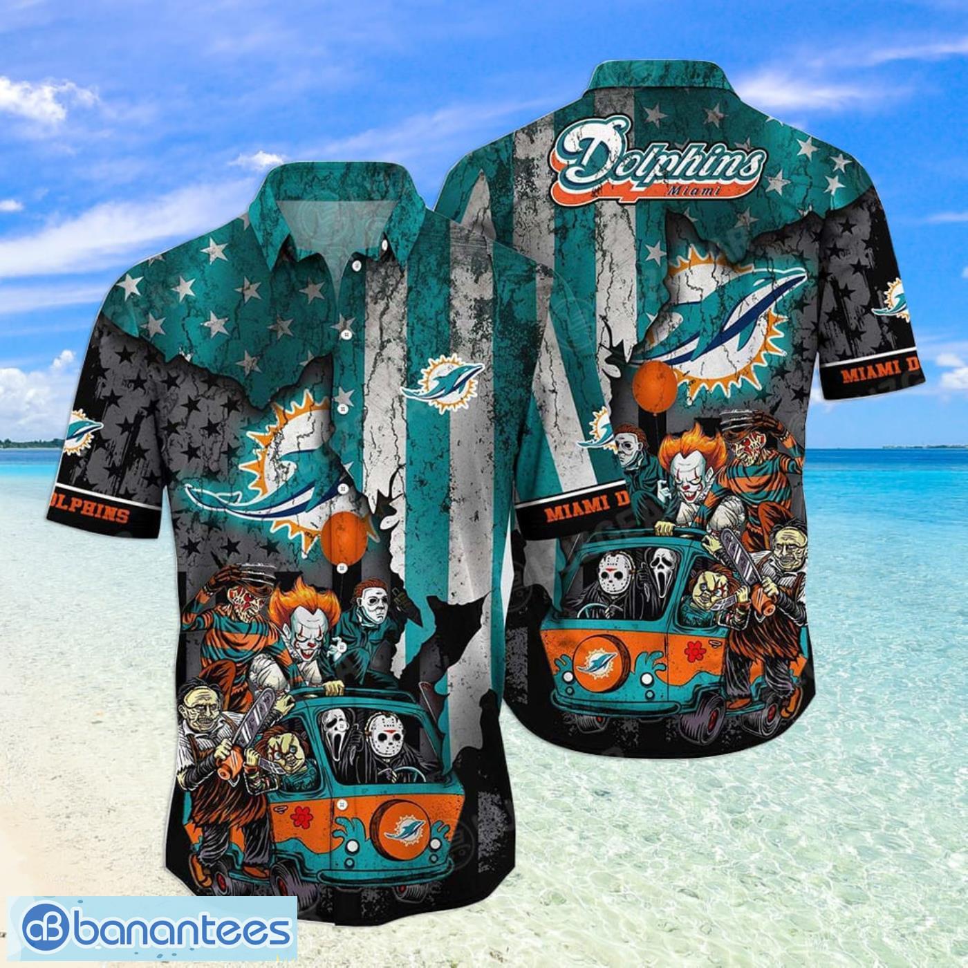 Miami Dolphins Horror Movie Character Halloween Gift Men And Women Hawaiian  Shirt