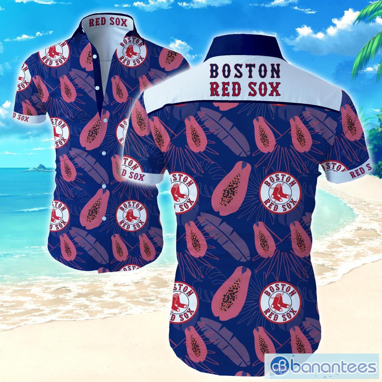 Boston Red Sox Pineapple Summer Tropical Flower Button Up Shirt
