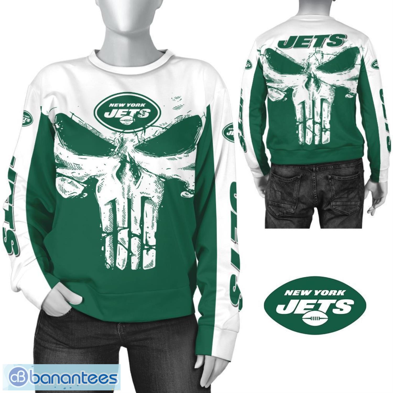 New York Jets Tee Shirts 3D Hand Skull For Men And Women