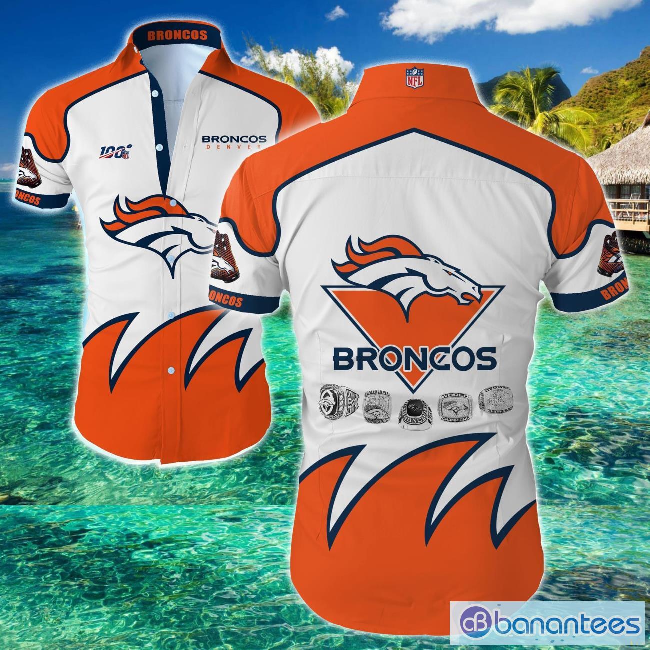 NFL Denver Broncos Floral Summer Tropical Flower Button Up Shirt