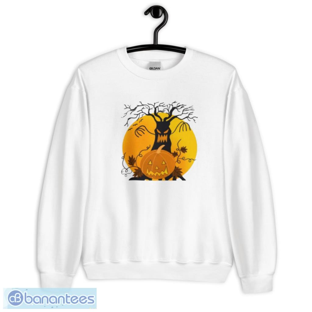 Pumpkin And Ghost Tree Scary Halloween T-Shirt - G185 Crewneck Sweatshirt