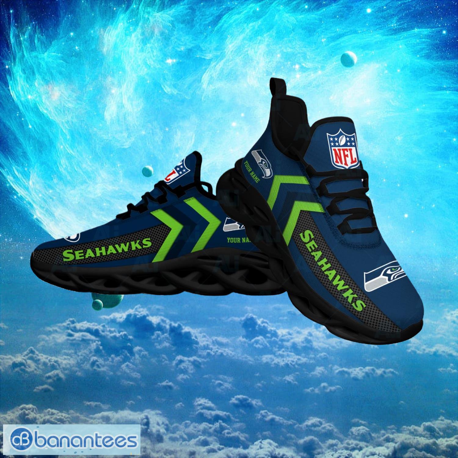 Seattle Seahawks NFL Logo Fans Custom Name Max Soul Shoes Product Photo 1