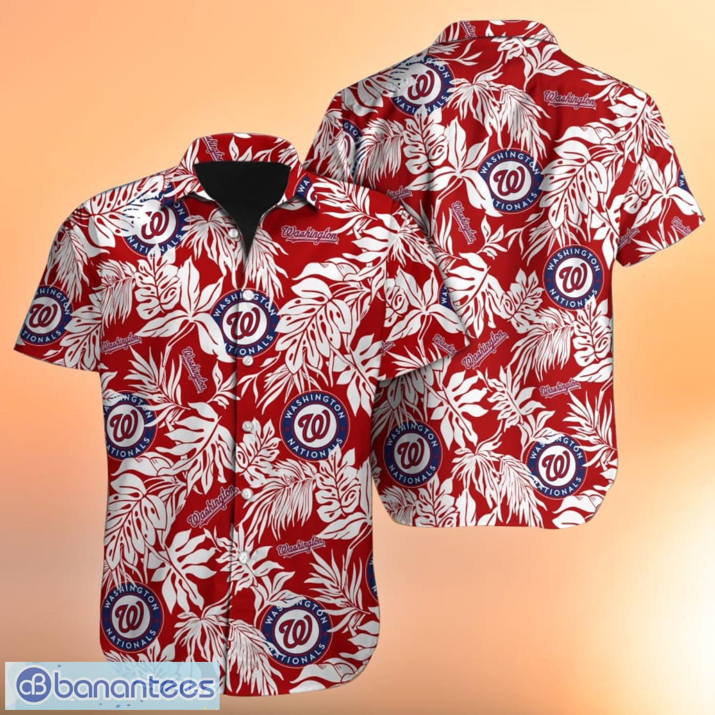 MLB Washington Nationals Hawaiian Shirt Palm Leaves with Pink